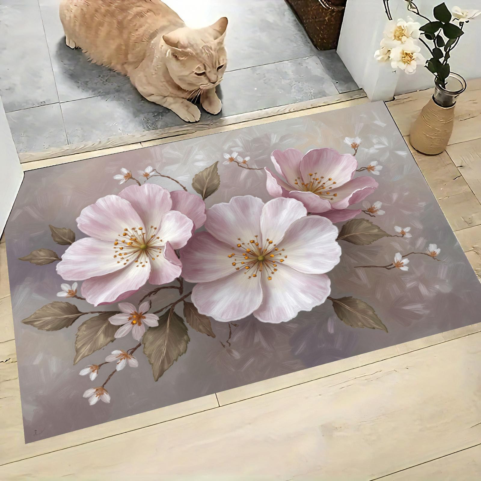 Paillasson Entree Interieur et Exterieur 80x120cm - Paillasson Fleurs De Rêve Classiques antidérapant - Tapis en flanelle résistant et Absorbant la saleté - Tapis Lavable en Machine - Aquarelle Lotus