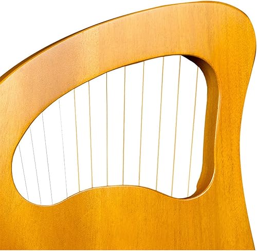 Vista 2 de Portable Harp Lyre Harp Lira 16 String Vintage Cultural Music Instrument Veneer Wood Mahogany Lyre Harp