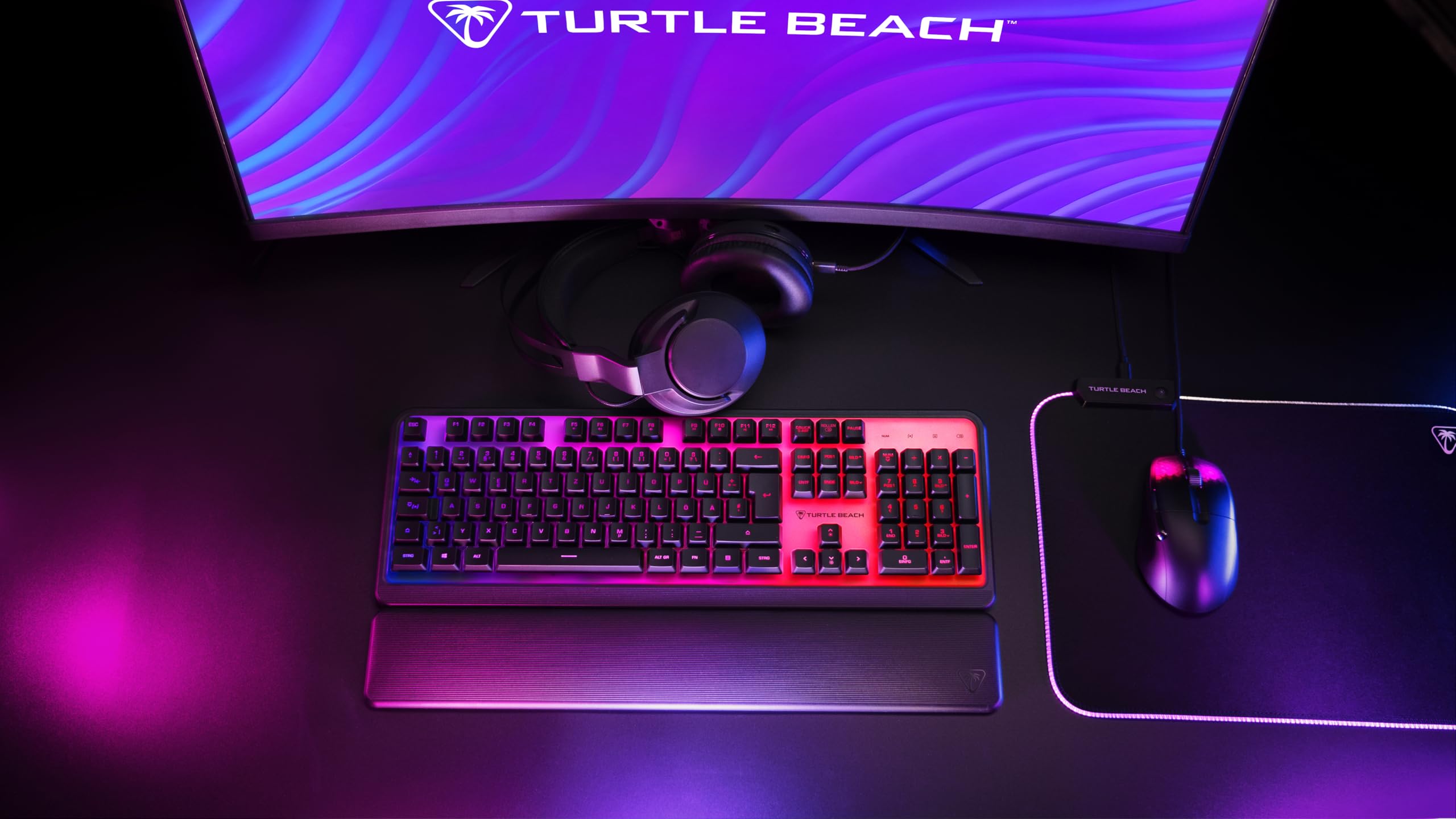 Turtle Beach Magma - Membrana RGB Gaming Keyboard z klawiszami membranowymi, zaawansowana technologia Anti-Ghosting, technologia Easy-Shift, oświetlenie RGB, zdejmowana podkładka pod nadgarstki