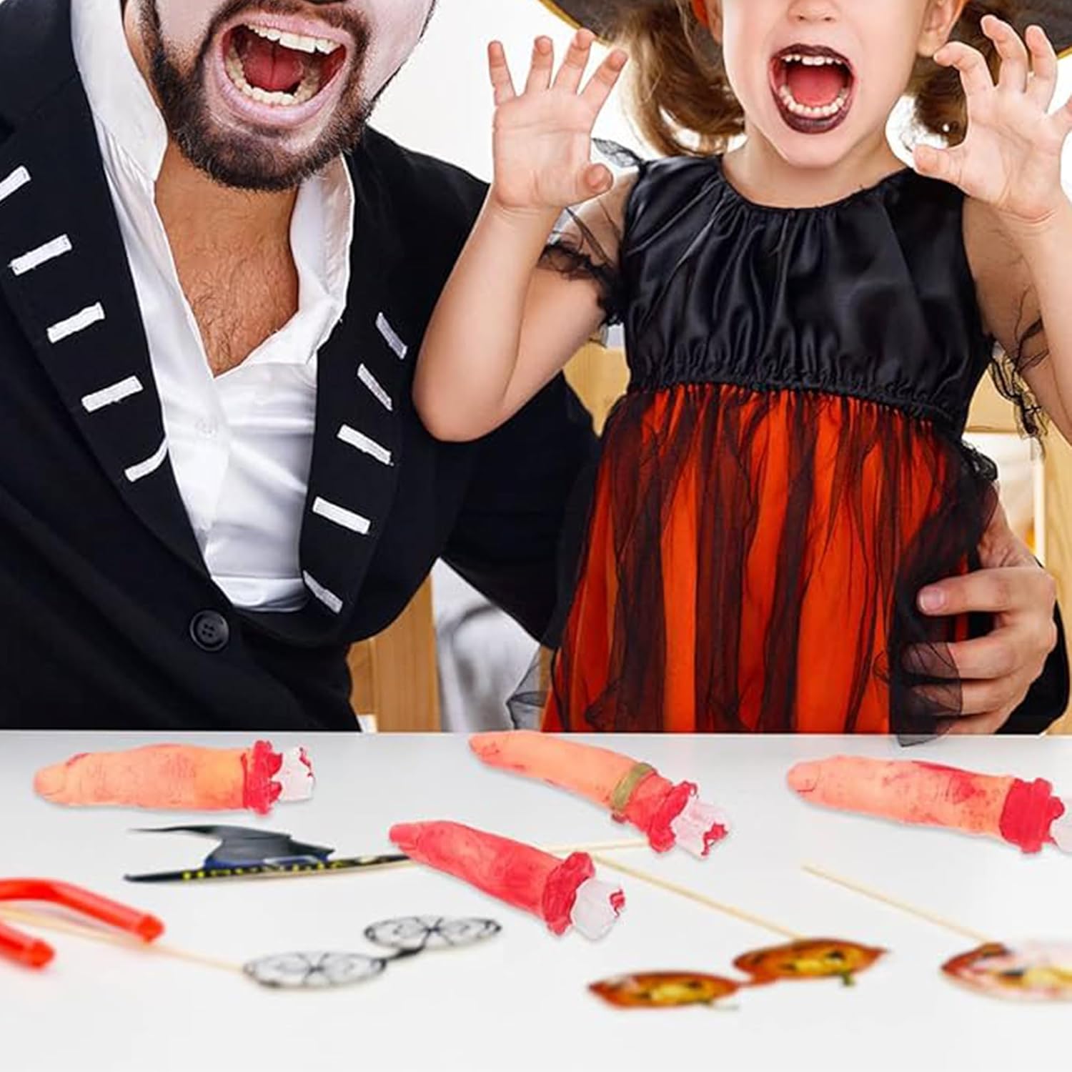 Halloween Decor Fake Fingers Prop (5-Pack) - Realistic Bloody Severed Fingers for Pranks, Horror Decor | Lifelike Costume Accessory for Haunted Houses & Parties