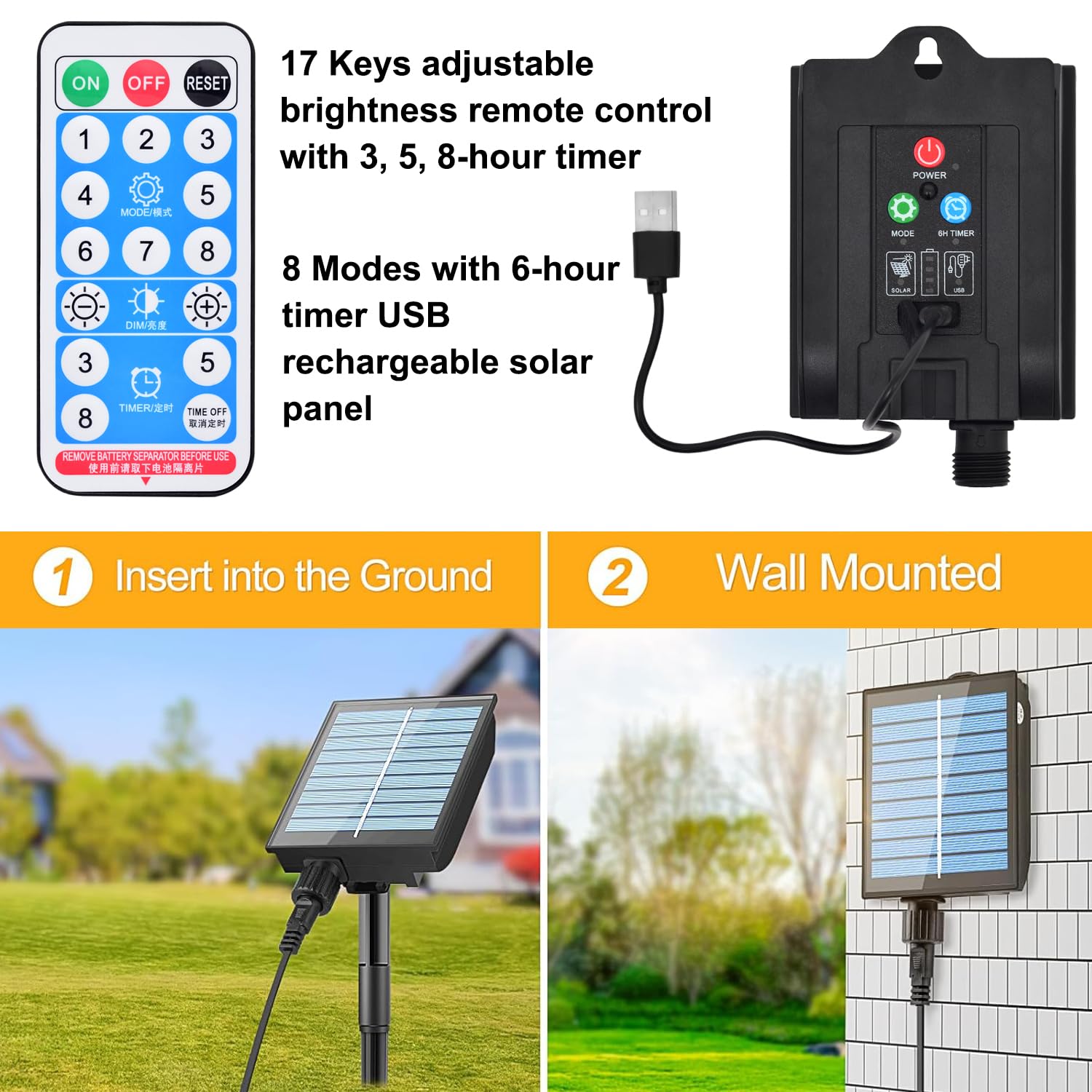 Epesl Solar Christmas Lights Outdoor – 10 Sets 21in Candy Cane 60 Red LEDs  with Remote Control USB Rechargeable Solar Panel – Lighted Xmas Waterproof  Path Landscape Lights, Outside Indoor Decorations – BigaMart, image size:1500x1500