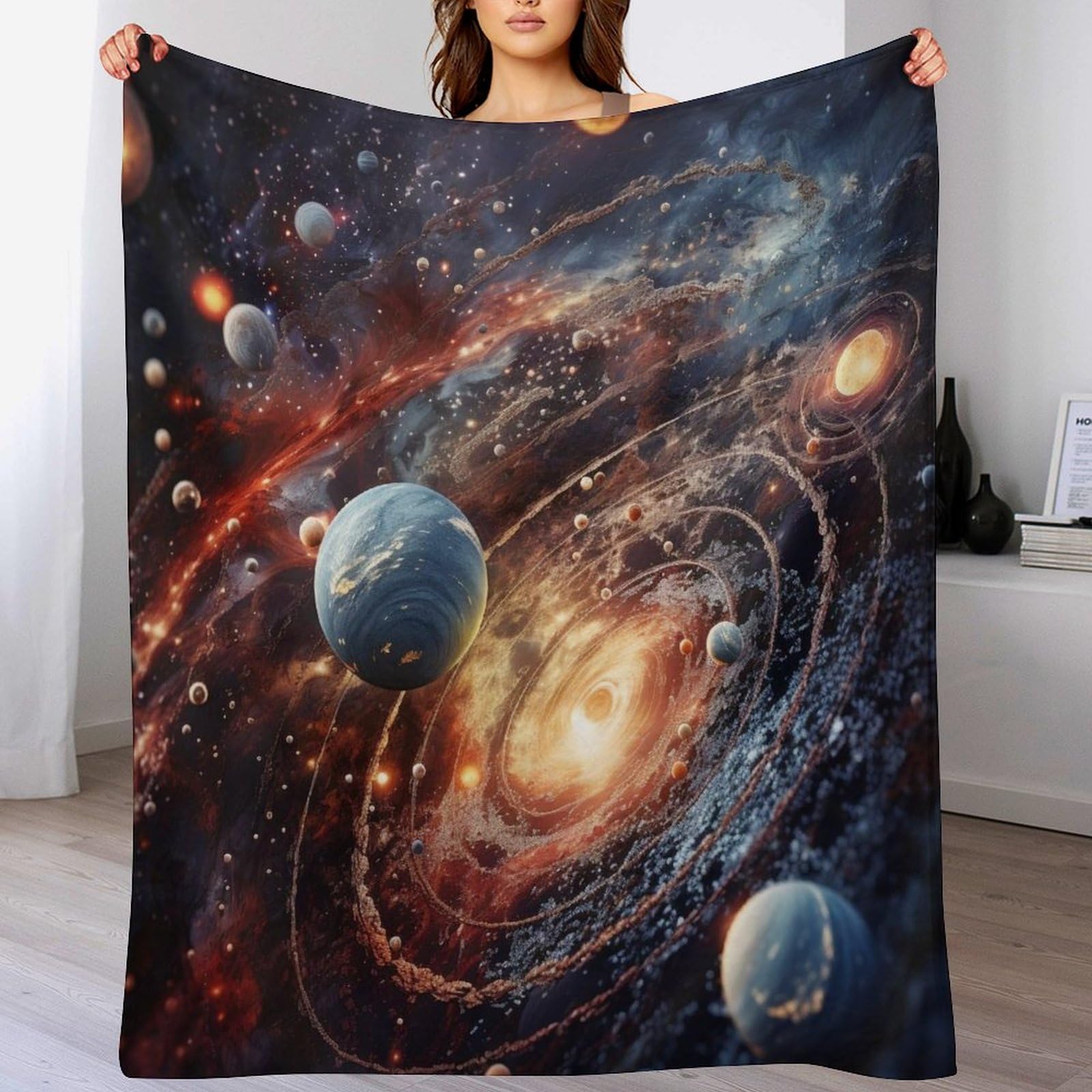 Couverture canapé planète en flannel douce et chaude de 180x200cm pour salon