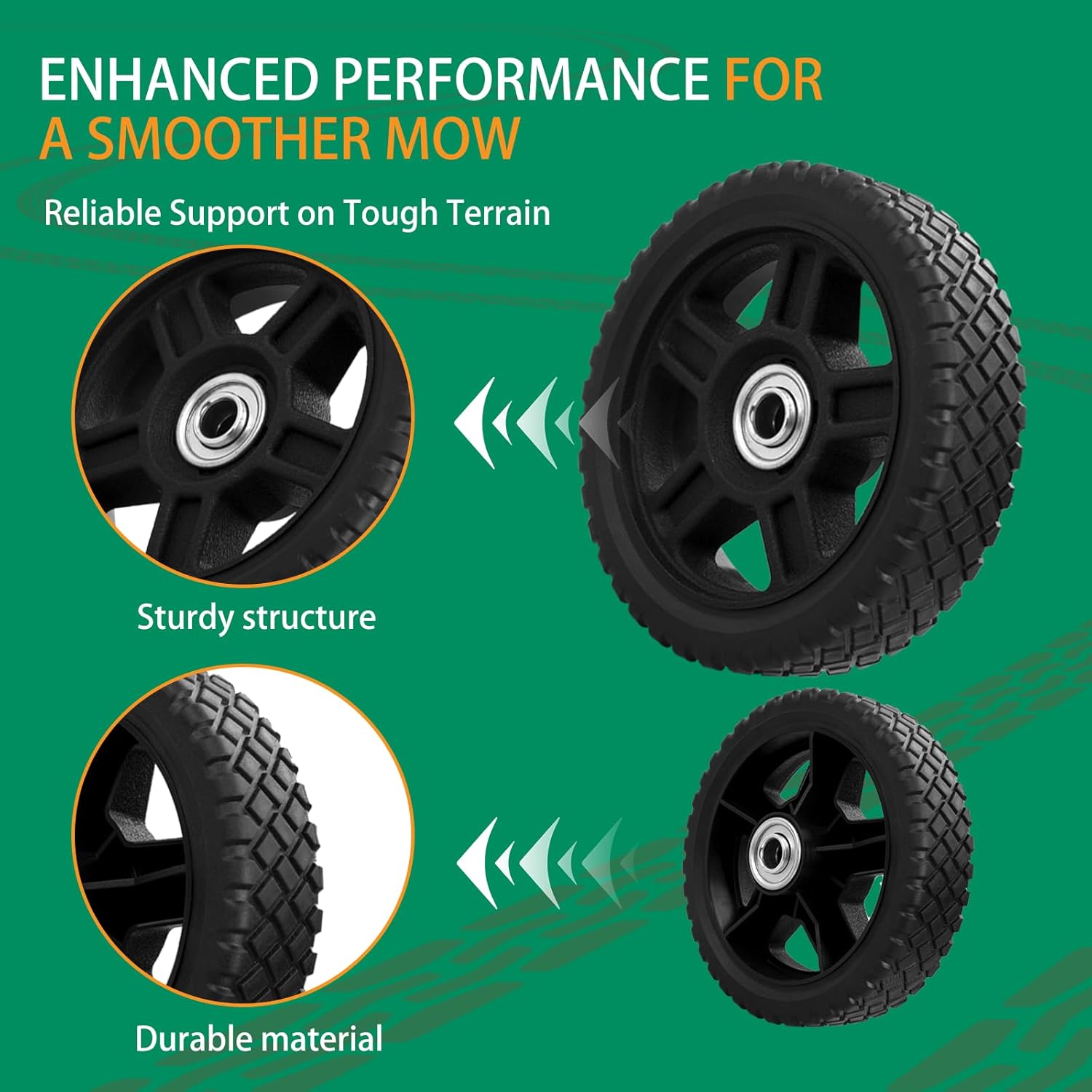 HQPASFY 6 Inch Lawn Mower Wheels 2 Pack 6" Push Lawn Mower Wheels with Bolts & Nuts kits Fit Most Standard Push Lawn Mowers Garden Trucks Garden Carts Generator Hand Trucks Lawn Tractors (6"×1.5")