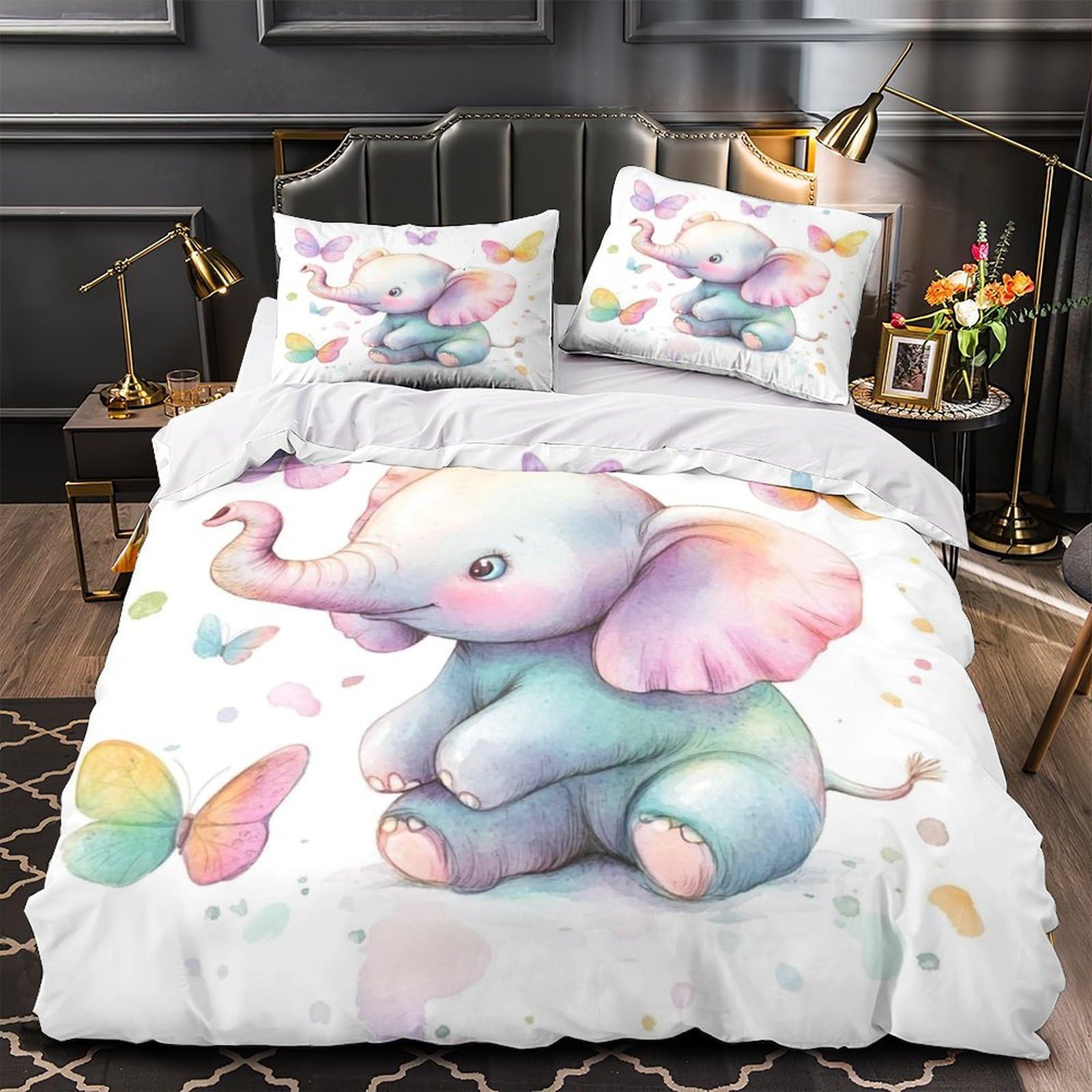 Housse de couette 220x240 microfibre lit king imprimé chien