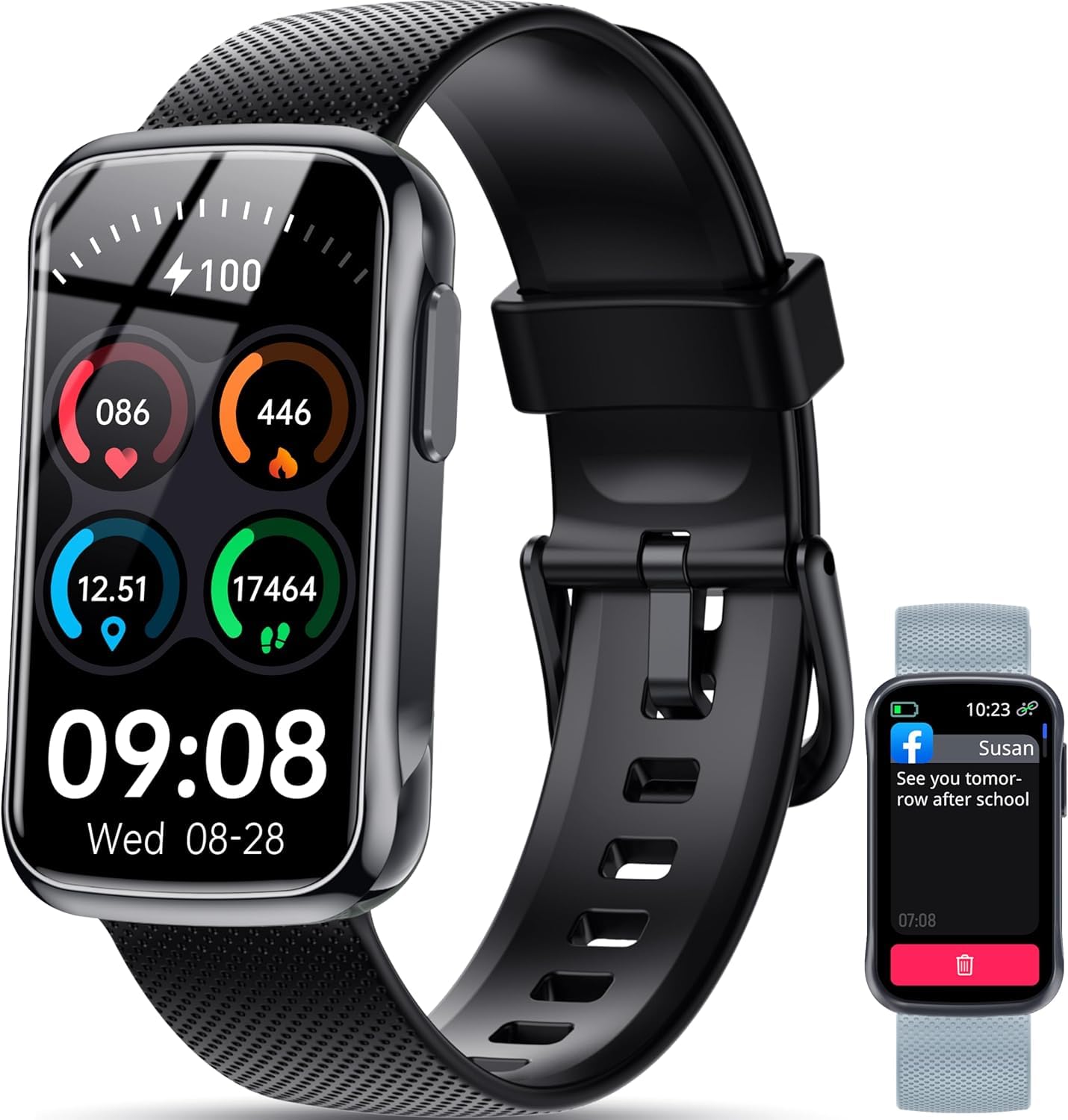 OUKITEL Smartwatch Orologio Uomo Donna con 2 Cinturini, Intelligente 24+ Modalità Sportive, Fitness Tracker con Sonno/SpO2/24H Cardiofrequenzimetro, Impermeabile IP68 Smart Watch per Android iOS