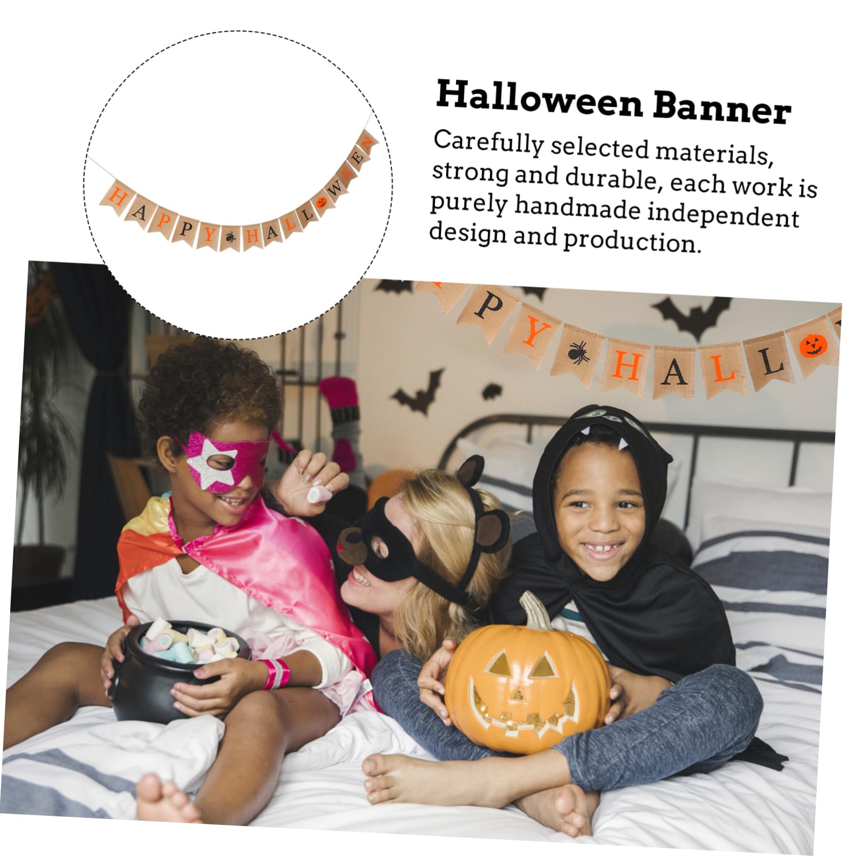 ABOOFAN 3stücke Halloween Jute Banner Mit Kürbis- Gruselige Partydeko Für Halloween-feiern Und Türdekoration Für Unvergessliches Fest