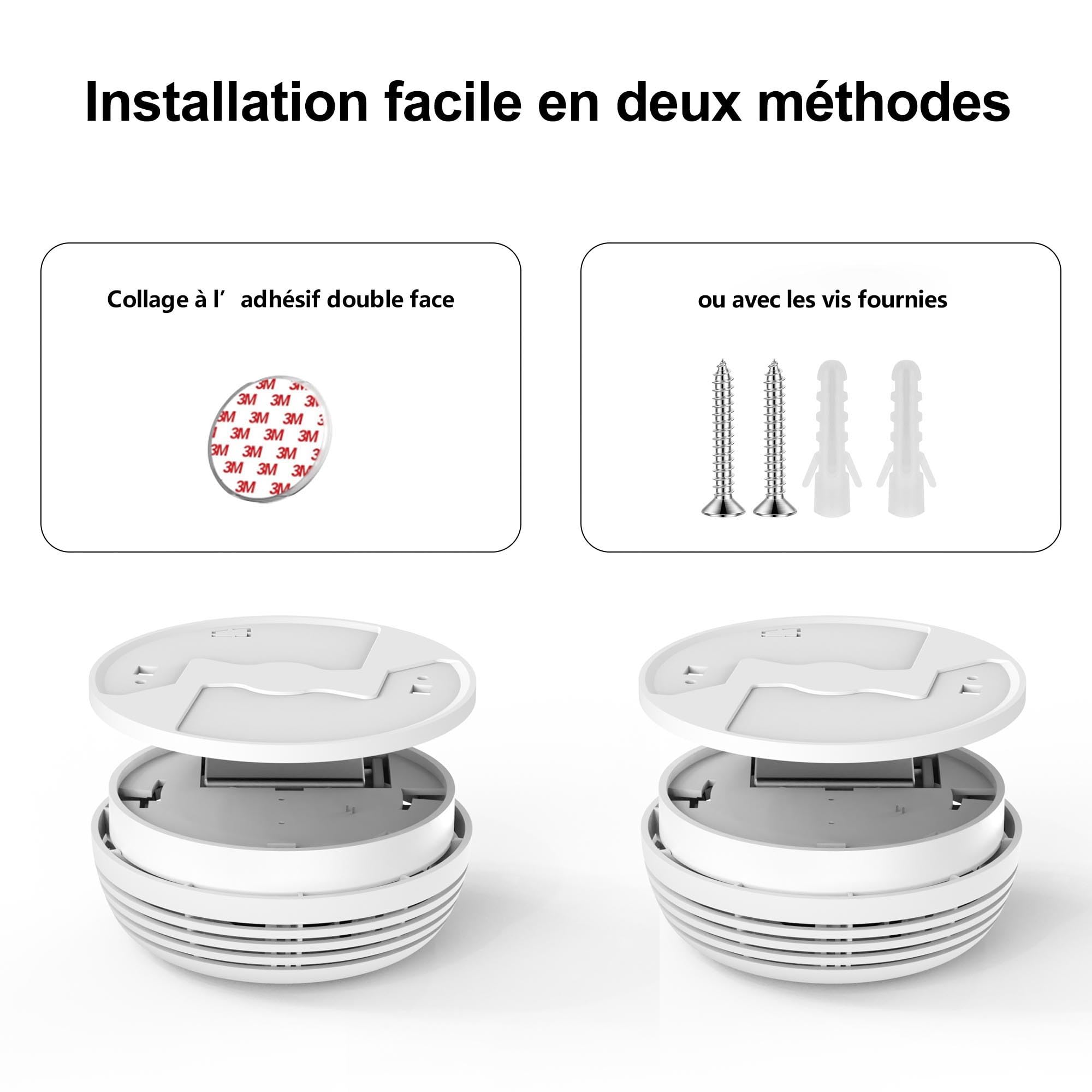 2 Detecteur de Fumée Norme EN14604 – Alarme Incendie 85 DB, Pile 9V Remplaçable Incluse, Avertissement Batterie Faible, sans Fausses Alertes, Fonction Test et Silence (2 pièces)