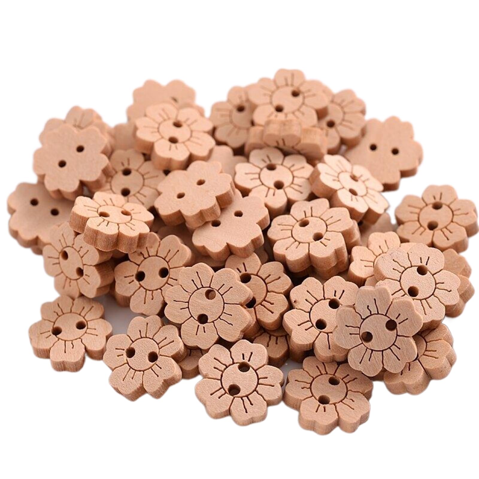 50 Bottoni In Legno 25 Mm Naturali 2 Fori Per Cucire E Creare