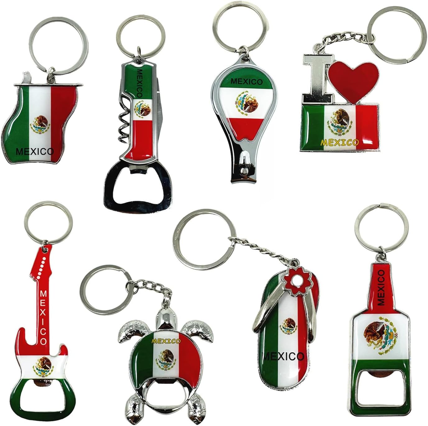TSY TOOL 8 Pack of Mexico Keychain Souvenir, Charms, 4