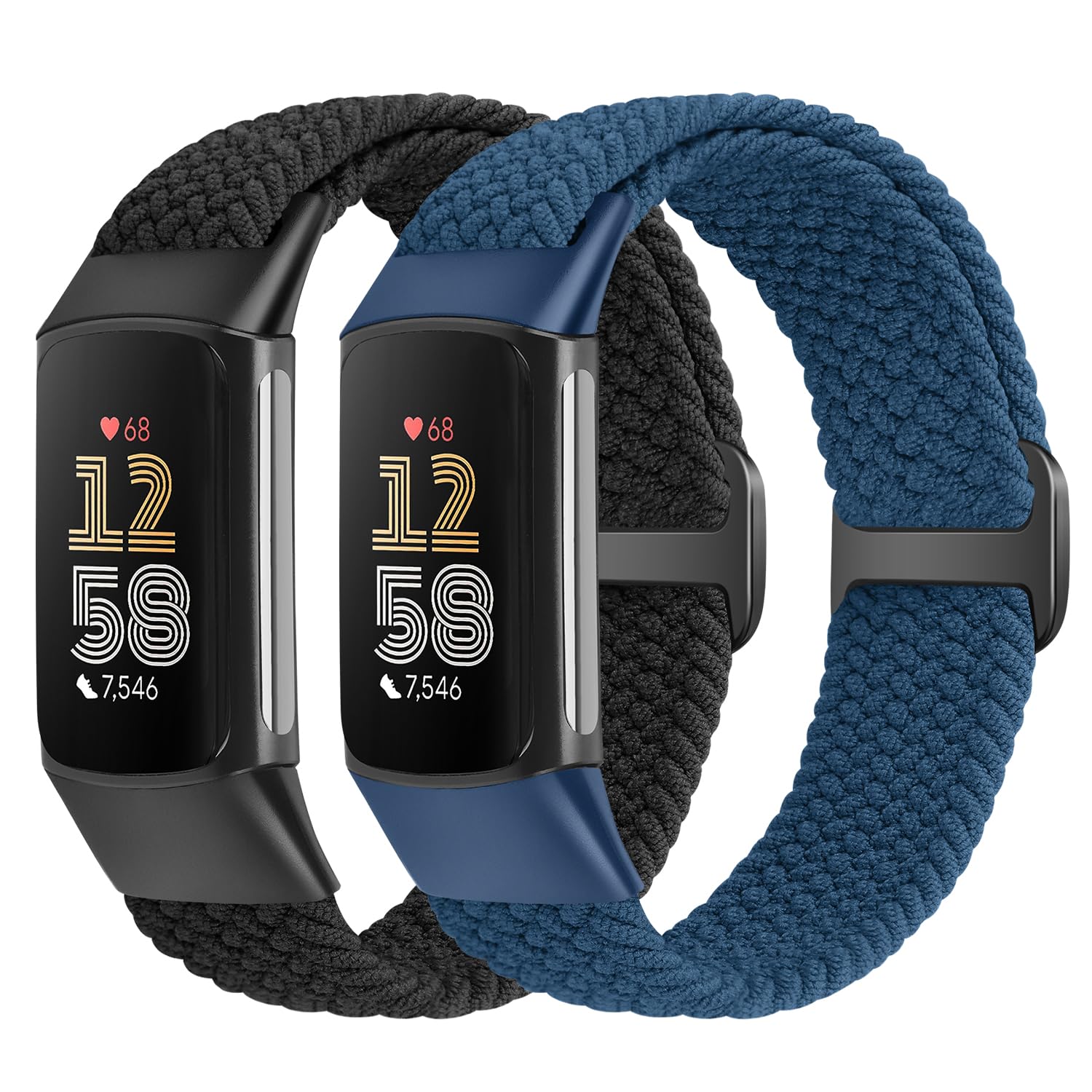 VNDAPT Elastic Braided Bands Compatible with Fitbit Charge 5/Fitbit Charge 6 for Women Men, Breathable Adjustable Stretchy Nylon Loop Sport