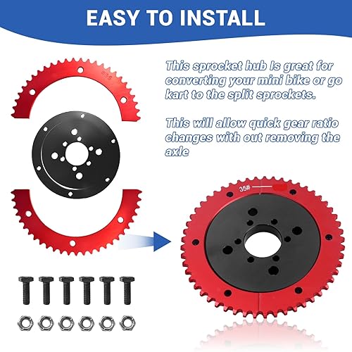 Vista 28 de 53T Split Sprocket Adaptador con piñón para Universal Mini Bike Go Kart (Plata)