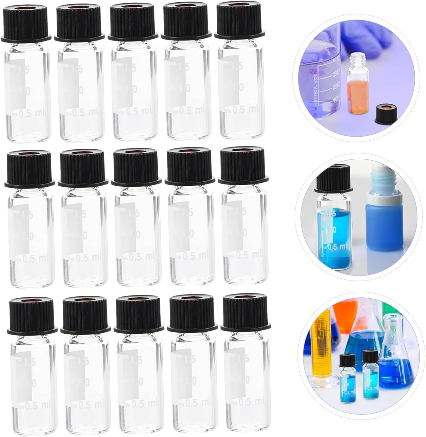 Lab Clear Vials 100pcs Laboratory Clear Oil Screw Capacity Containerreagent Bottle Sample Lab Use Vials Bottles Glass Chromatography - Empty Cap Caps Sampling Labs Science