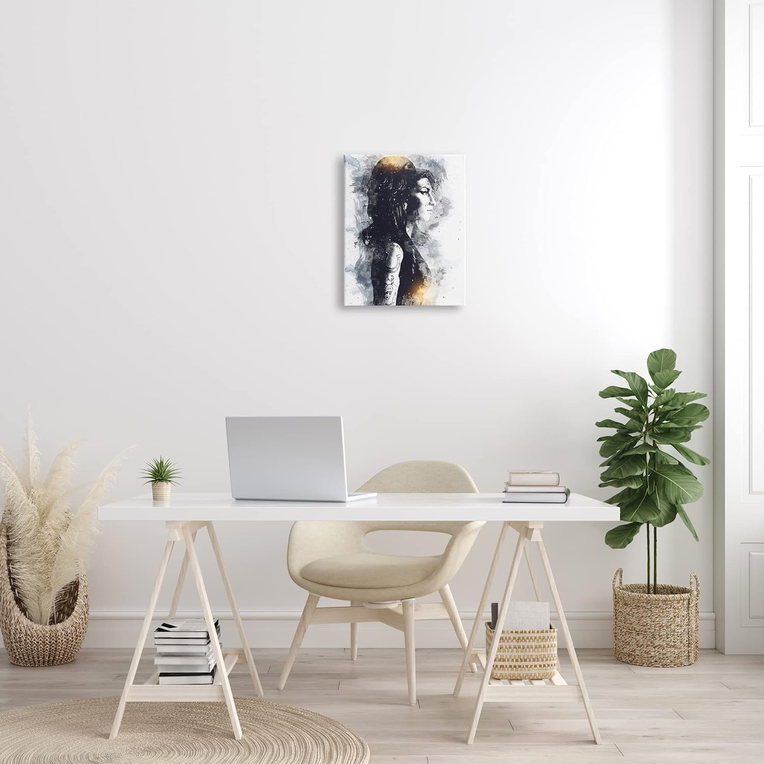 Stupell Industries Amy Winehouse Modern Abstract Pattern Portrait Famous Figure, Designed by Birch&Ink Canvas Wall Art, 16 x 20, White