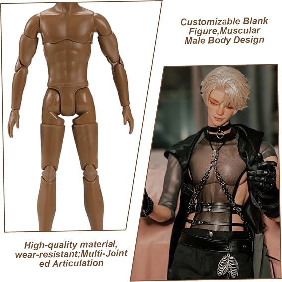 1/6 Scale Action Figure Multi Jointed Movable Male Muscular Action Figure Body for Display Doll Collection Brown 1/6 Scale Body Custom Figures