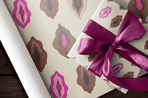 Miniatura 7 de Papel de regalo con patrón de vagina, papel de regalo de despedida de soltera NSFW, decoración de fiesta sexual (una hoja de 20 x 30 pulgadas)