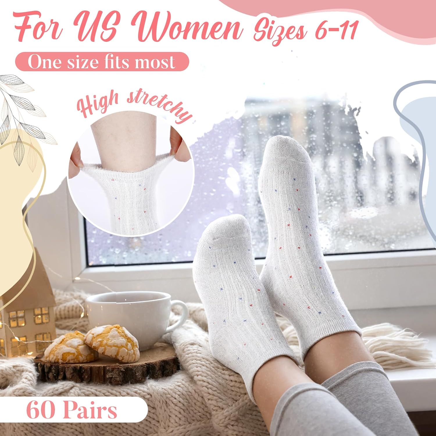 50 Pairs Women Fuzzy Socks Bulk Winter Warm Soft Fluffy Cozy Mink Fleece Sleeping Slipper Socks for Women Gifts - Image 5