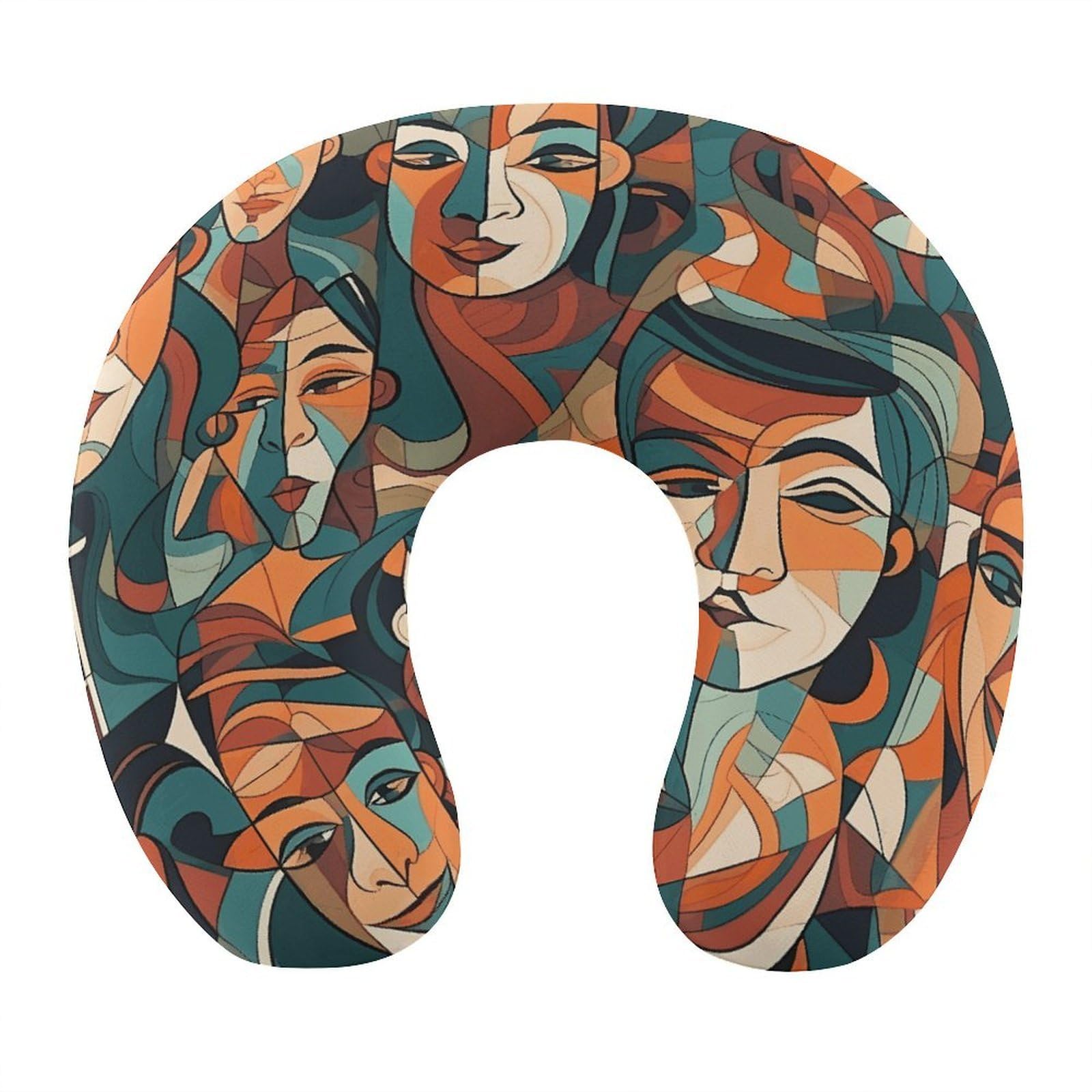 Btcowzrv Style Human Face Pattern U Shaped Neck Pillow Travel Pillows
