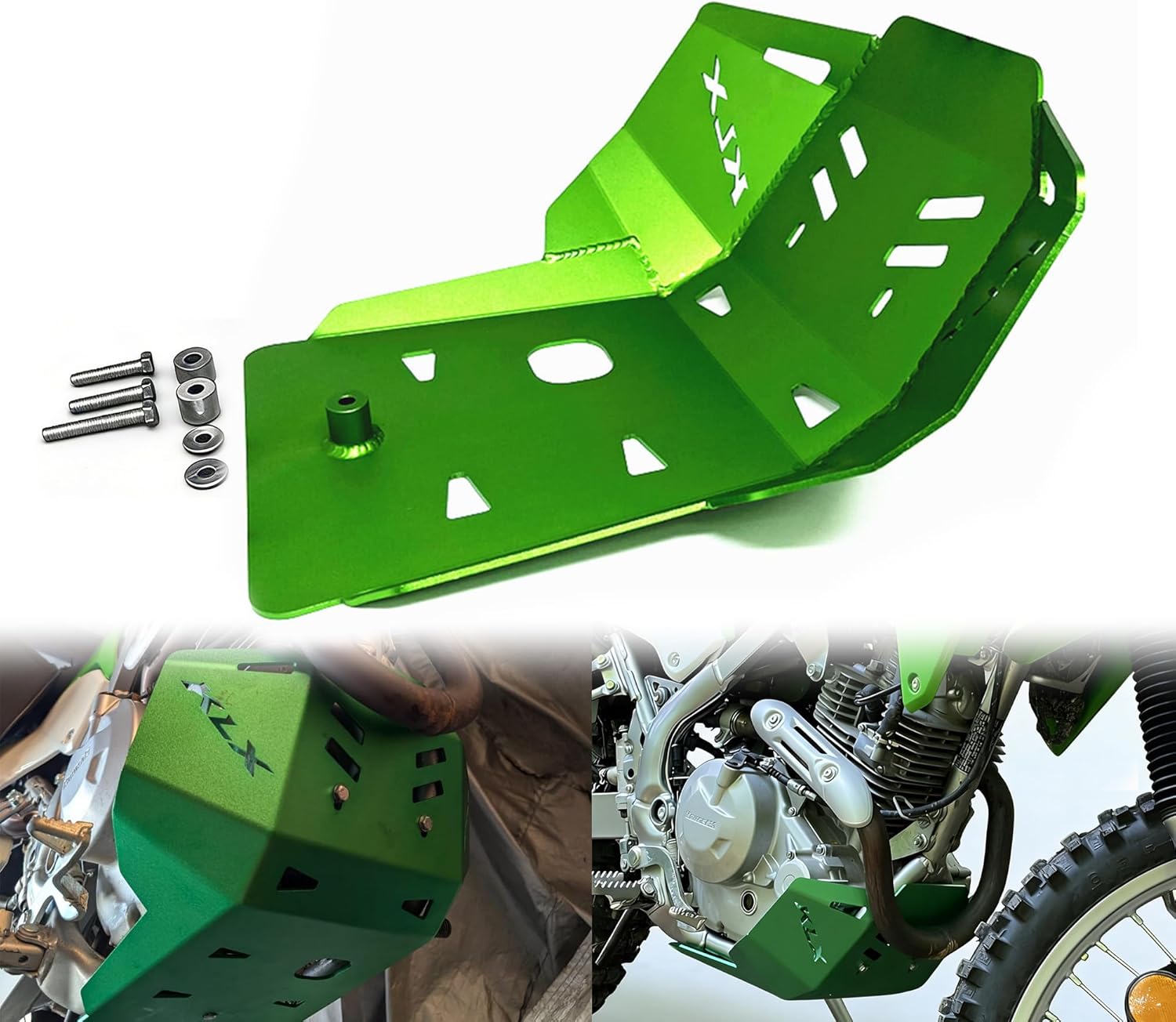 KLX230/L/R/S Front Skid Plate Engine Guard Cover Protector Compatible with Kawasaki KLX230L 2020-2024,KLX230 2020-2022; KLX230S 2022; KLX230R 2020-2024; KLX230R S 2020-2024 (Green)