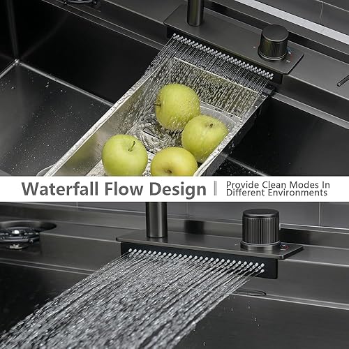 Miniatura 75 de Fregadero de cocina negro de 33 pulgadas con grifo - Fregadero de cocina negro de 33 x 22 pulgadas, fregadero de cocina y grifo de 10 pulgadas