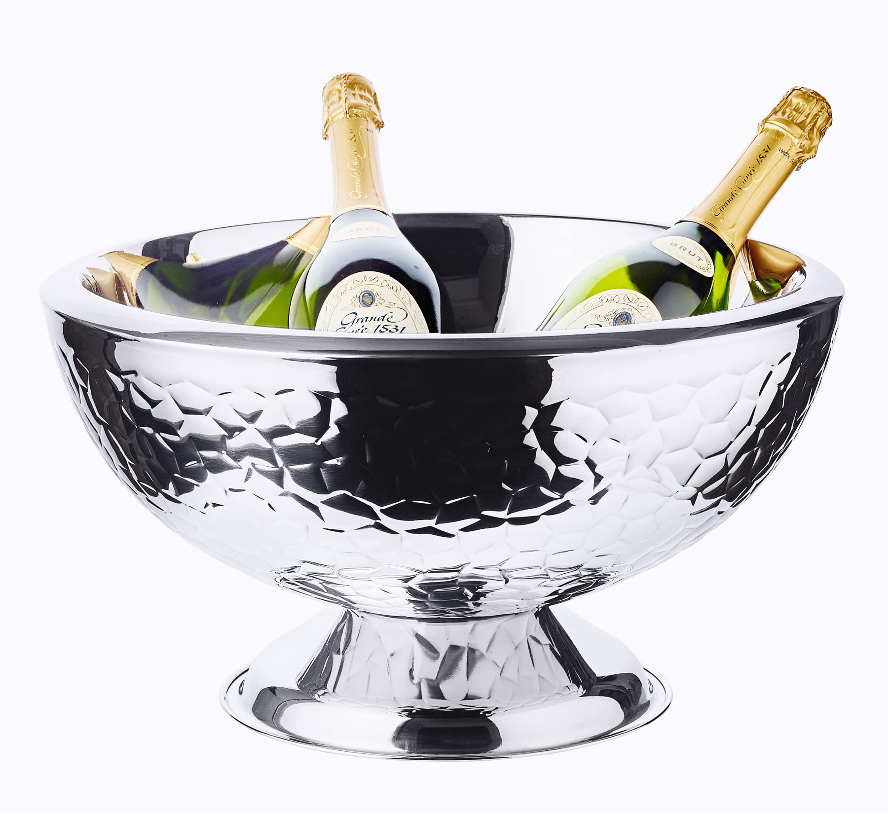 EDZARD Champanera Capri (Ø 43 cm, H 24 cm), acero inoxidable de doble pared, decorada, para 6 botellas – enfriador de botellas grande, enfriador de vino, cubitera grande