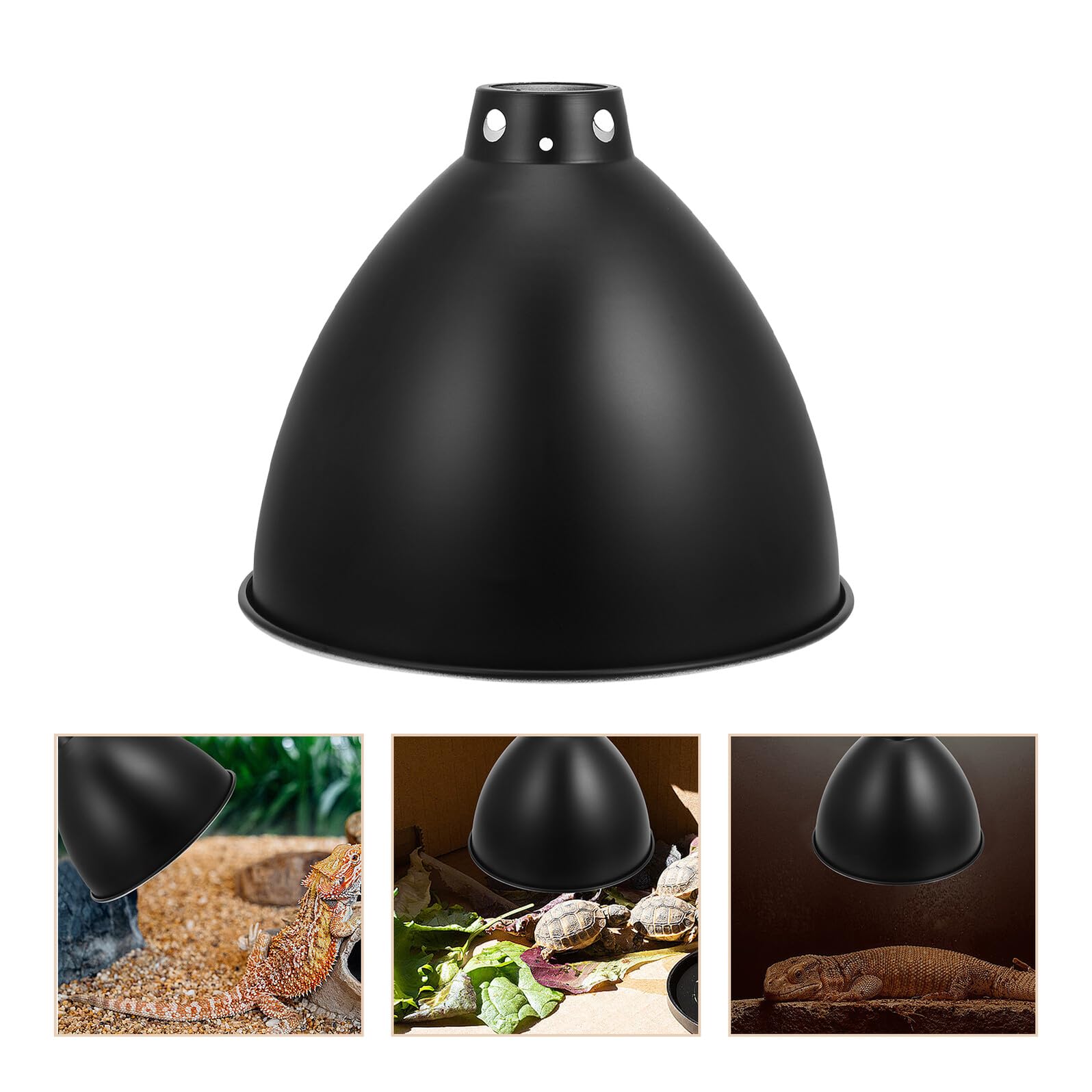WOONEKY Paralume Lampada Riscaldante per Terrario Rettili E27 Nero | Ferro Resistente, per Vasca Rettili, Adatto a Luci a Cupola e Uso Lucertola o Serpente