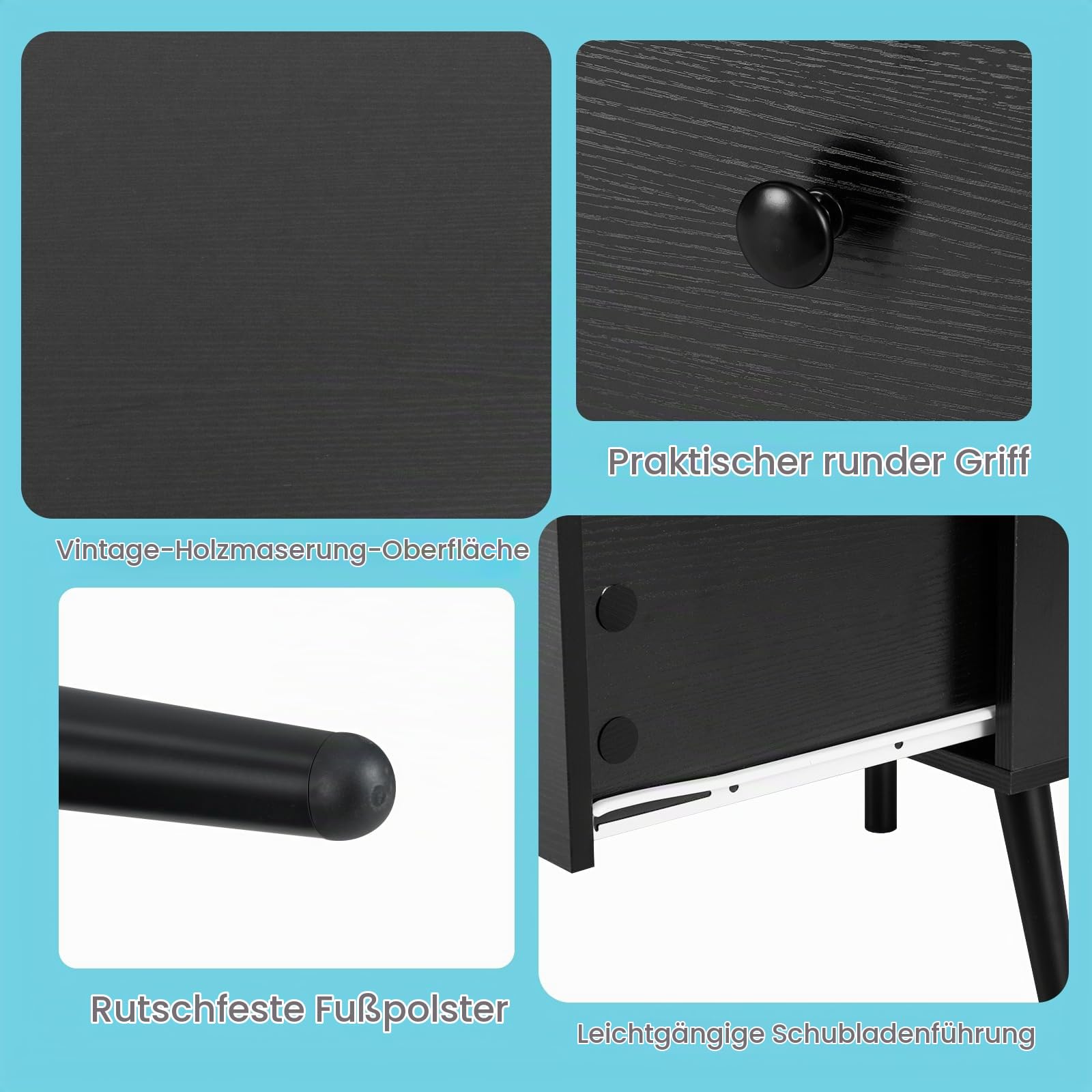 LIFEZEAL Couchtisch Rechteckig, Wohnzimmertisch aus Holz, Sofatisch Teetisch mit Stauraum, Industrielles Design, 109 x 55 x 39,5 cm (Schwarz)
