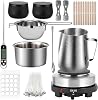 Electric Wax Melter, Candle Making Kit with Wax Melting Pot, Hot Plate, Stirring Spoon, Anti-scalding Pad, Thermometer for Adults Beginners, Candle Making Pouring Pot