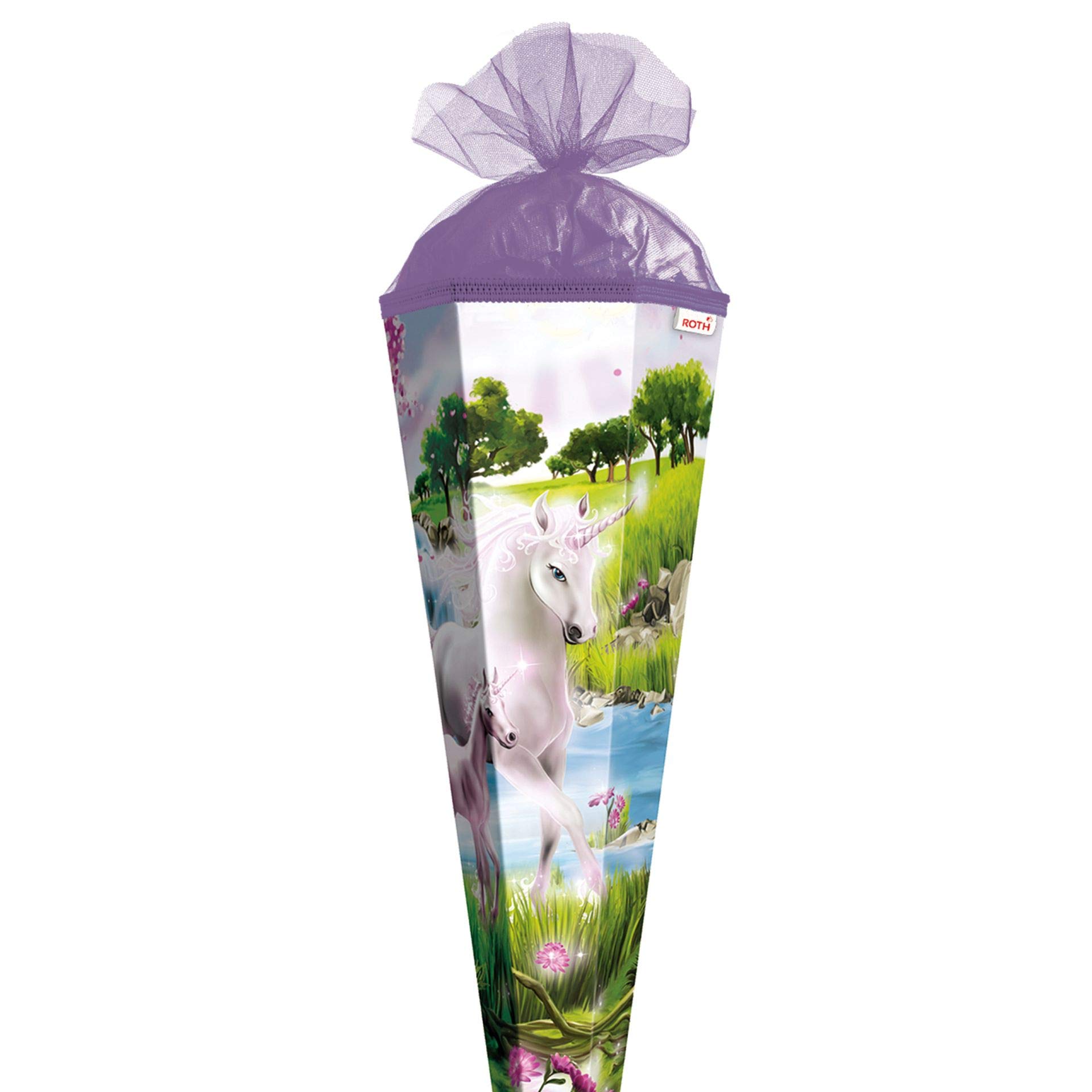 Schultüte Einhorn 35 Cm – Mit Tüllabschluss, Rund, Von Roth, Personalisierbar Mit Wunschname