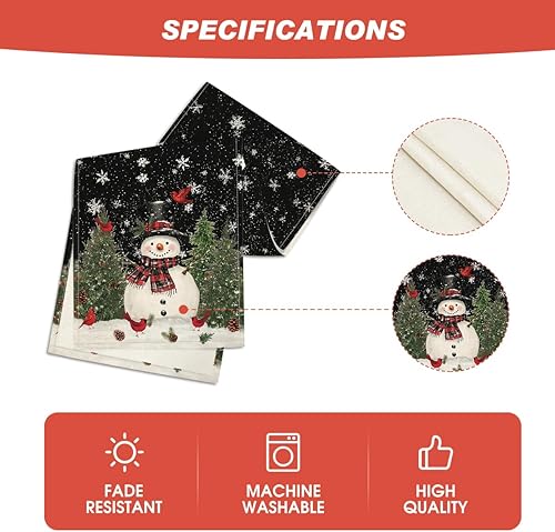 Miniatura 5 de Artoid Mode Camino de mesa de Navidad, diseño de muñeco de nieve, pájaros, árboles, Navidad, vacaciones, invierno, cocina, comedor, decoración para