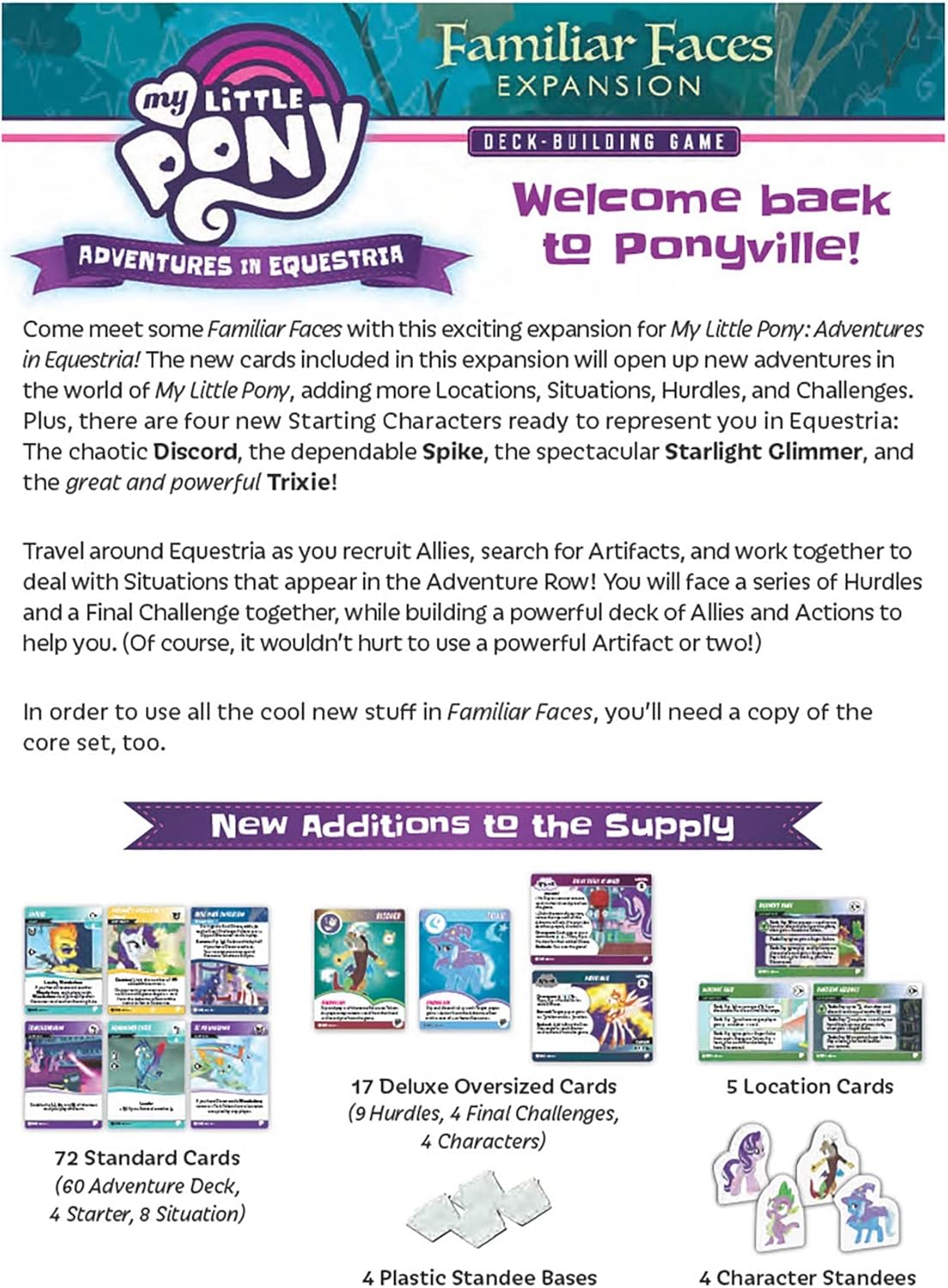 Renegade Game Studios My Little Pony Deck Building Expansion - Familiar Faces Game, 4-Player Cooperative, Ages 14+