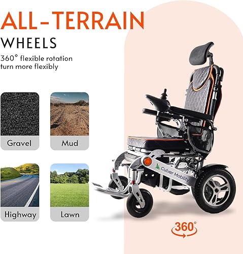Miniatura 3 de Culver Mobility Panther Silla de ruedas eléctrica para adultos, sillas de ruedas plegables ligeras todo terreno, silla de ruedas eléctrica