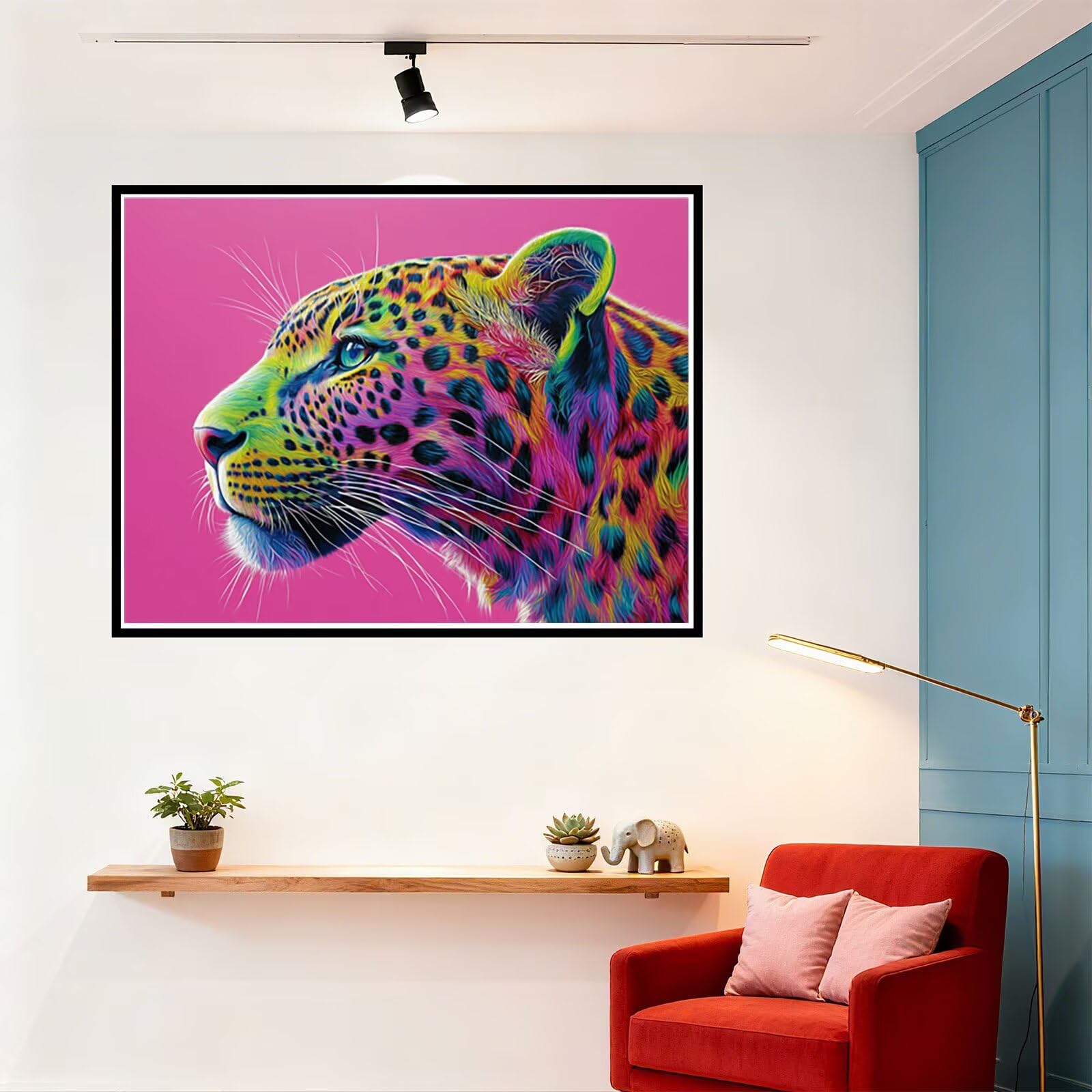 Tier Malen Nach Zahlen Erwachsene Leopard Malen Nach Zahlen Kinder ab 7, Set Erwachsene Bastelsachen Kreativ Set für Kinder Geschenke für Männer, Weihnachten Halloween Deko Ohne Rahmen 60x80cm H - 534
