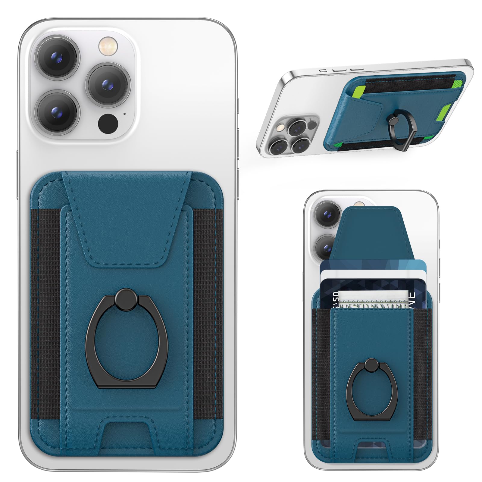 For Magsafe Wallet with Grip, 6-Card Holder, Stronger Magnetic Card Wallet  Holder for iPhone 17/16/15, iPhone 14/13/12 Series, Leather Magnetic Phone