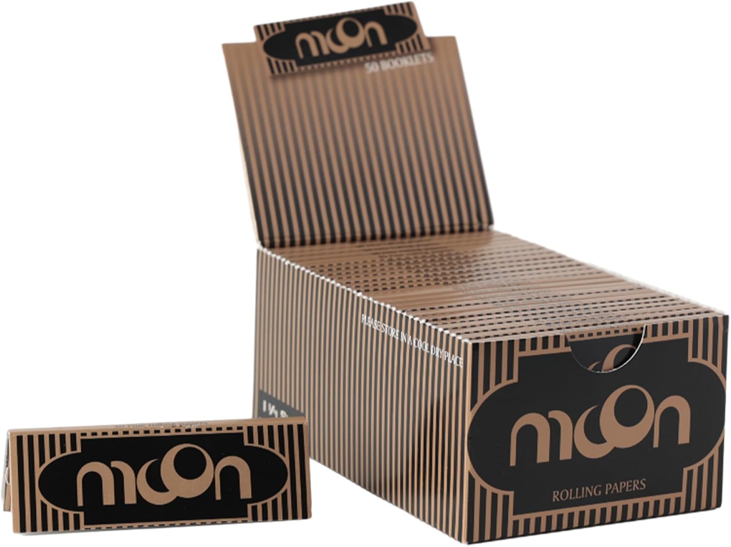 MOON Classic Cigarette Paper Mixed Linen Material Slow Burning 77x44mm 50 books/40 Sheets Each 2000 Sheets Black