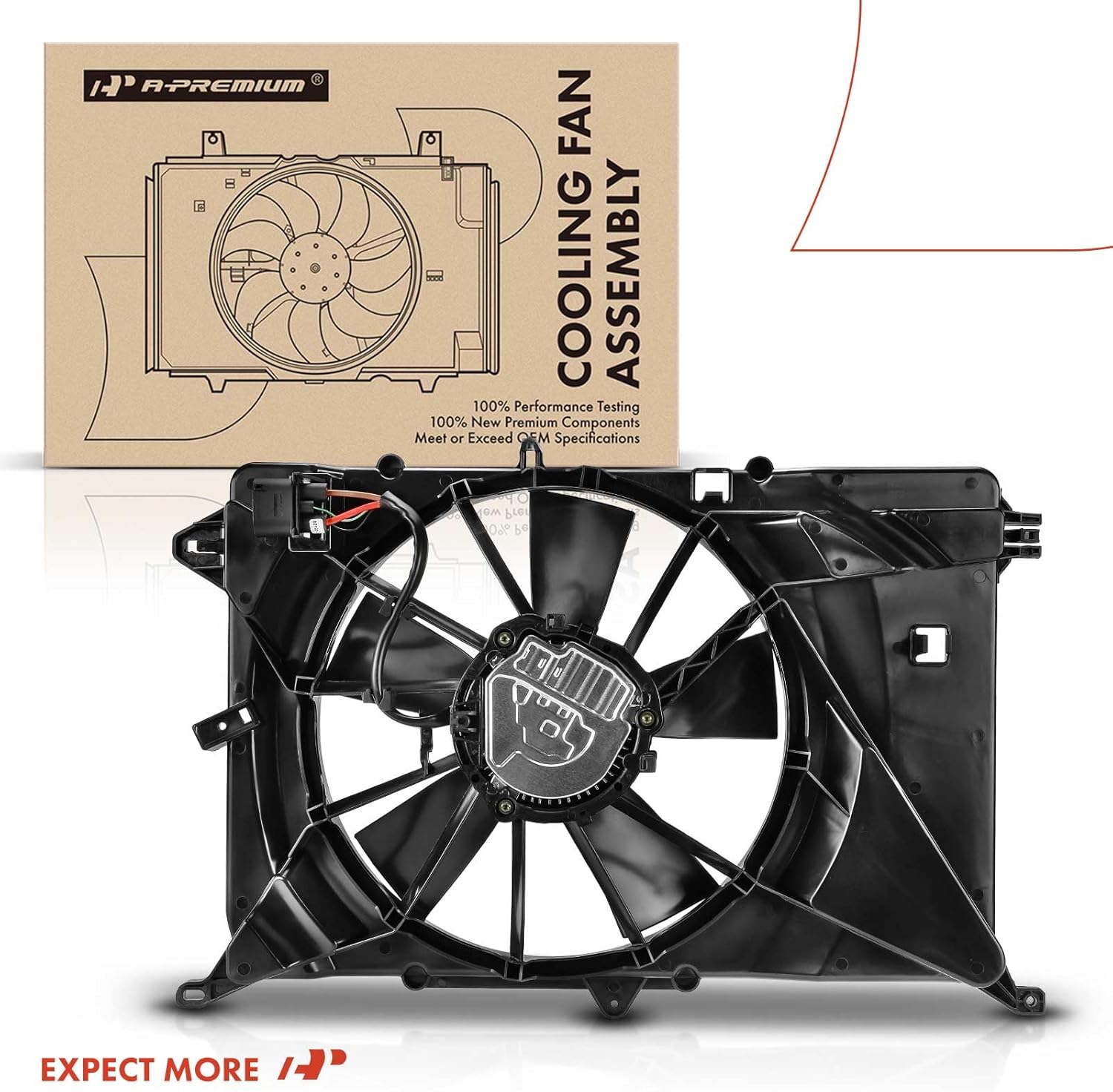 A-Premium Engine Radiator Cooling Fan Assembly with Brushless Motor Compatible with Select Jeep Models - MP Series Compass 2017-2022 2.4L - Replace# 68249185AB