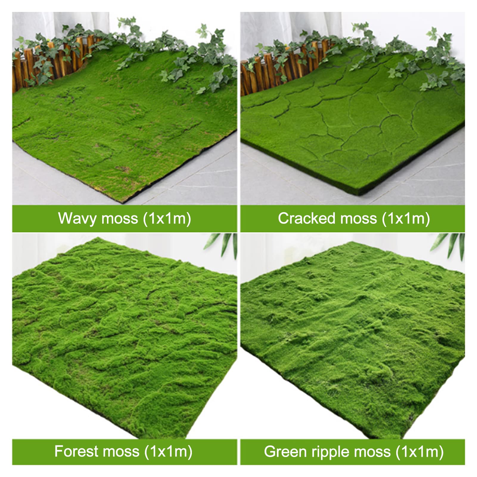 Künstliches Gartengras, Moosmatte, Realistisches Aussehen, Rasen, 3.3x3.3 Ft, Für Landschaftsdekoration, Heimdekoration, Dekoration, Ornament, Garten, Puppenhaus, Mooshandwerk,Cracked Moss