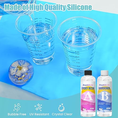 Miniatura 4 de ProKKUV Kit de resina epoxi para principiantes, juego de manualidades epoxi transparente de 16 onzas con moldes y brillantina, suministros completos
