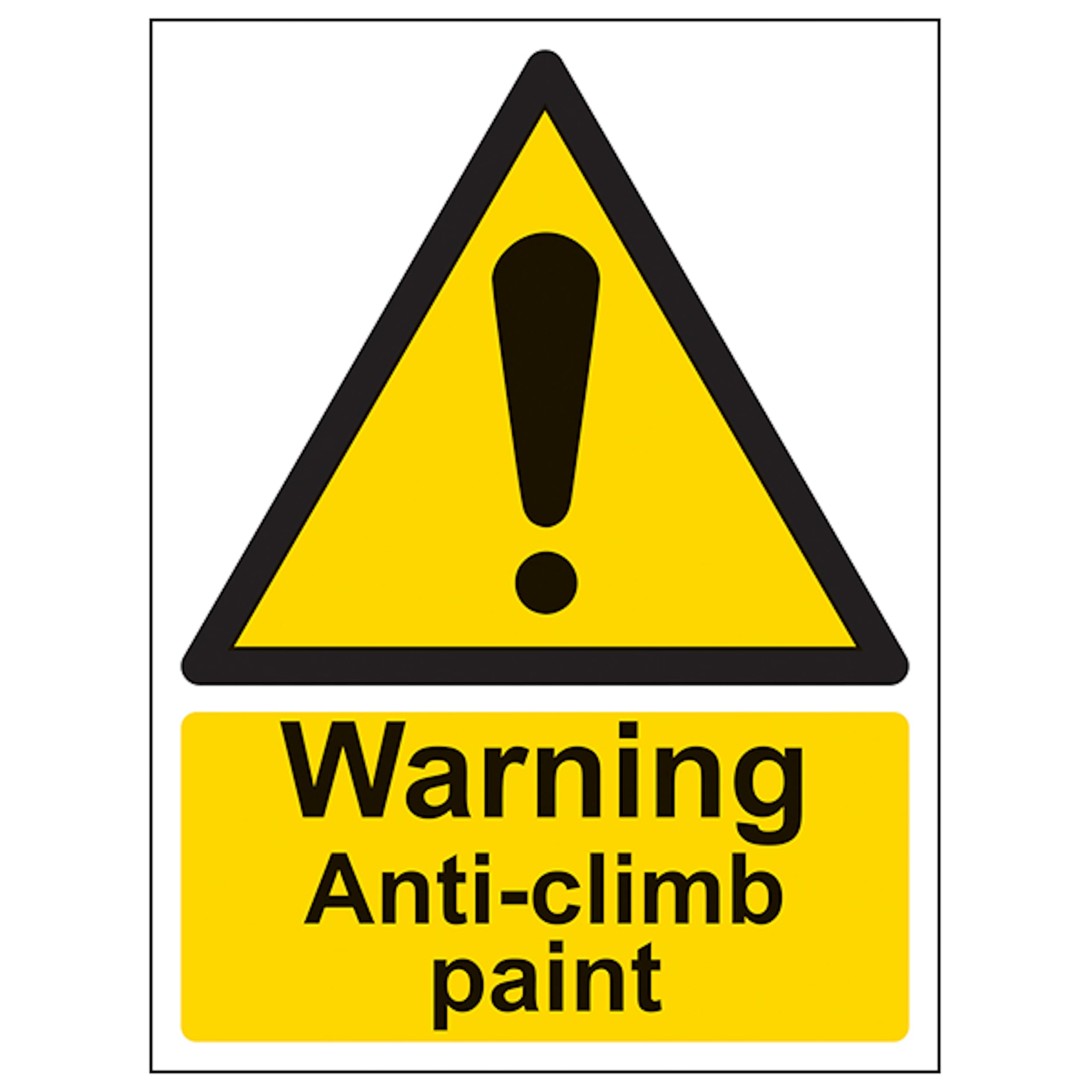 V Safety Warning Anti-Climb Paint - Portrait 210 x 297 mm (A4) - 2mm Rigid Plastic Safety Sign