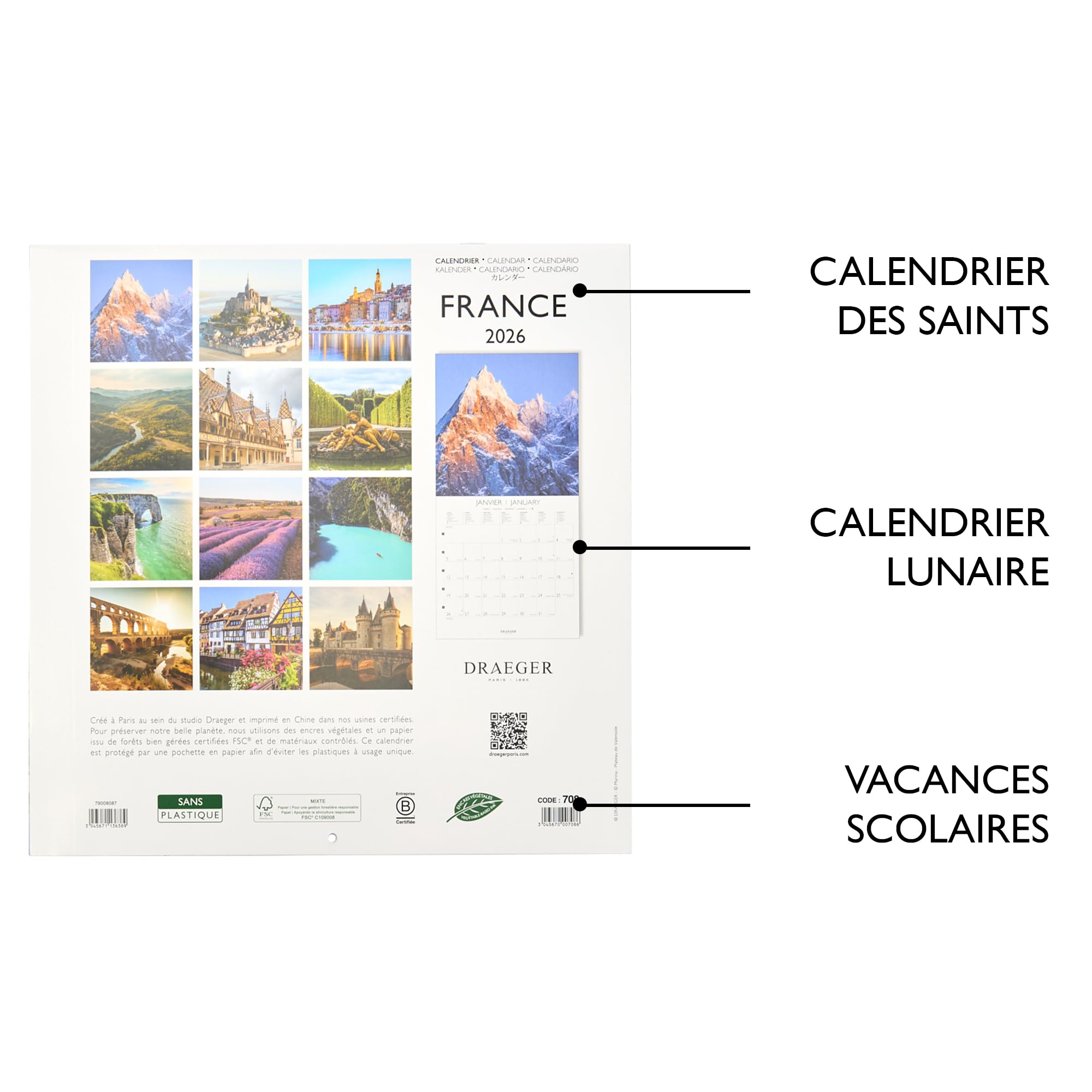 DRAEGER PARIS 1886 - Large Wall Calendar 28 X 29 Cm 2026 - Garden Theme - 12 Months - FSC Paper - Detachable Illustrations - View #9