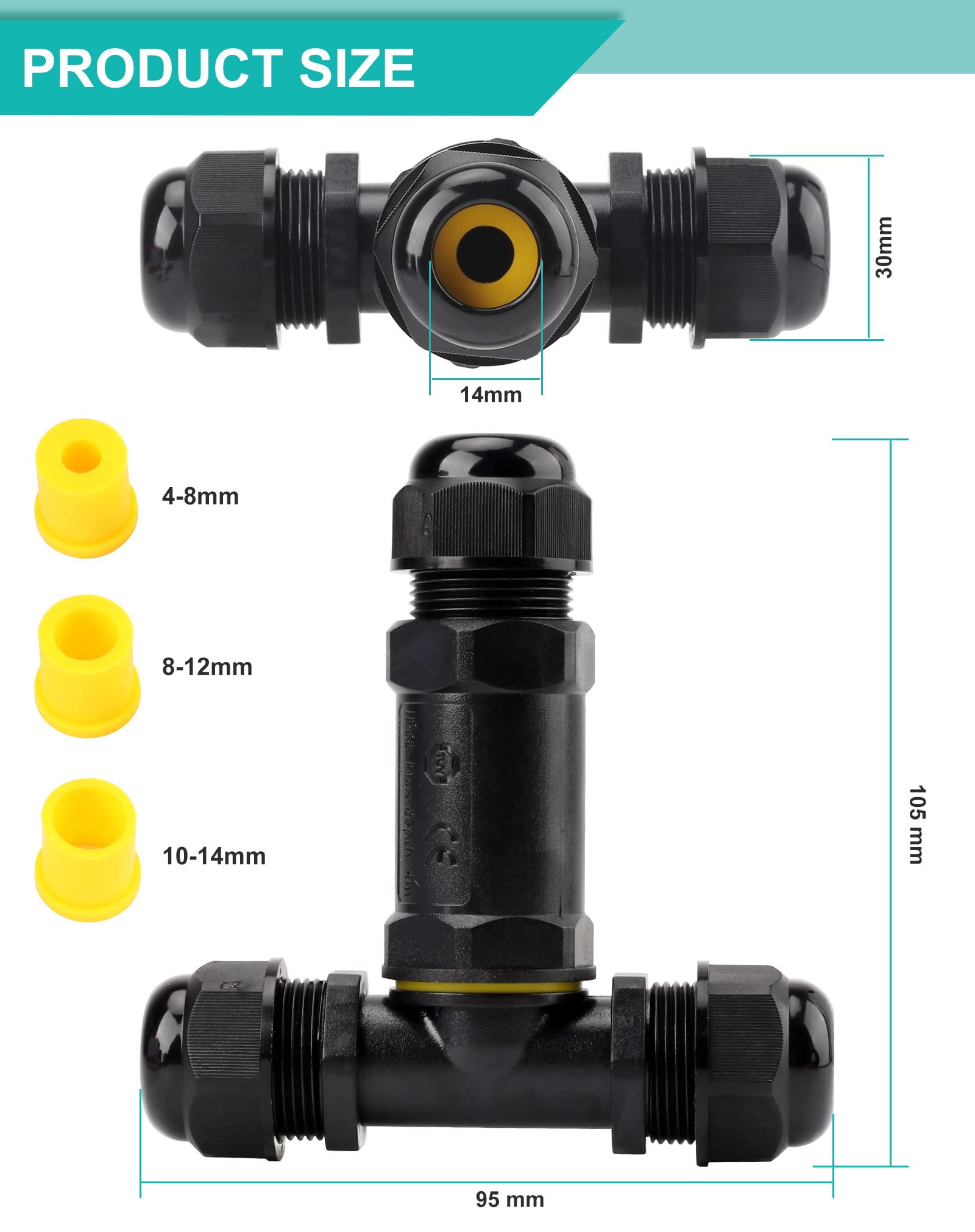 Scatola Di Giunzione Impermeabile IP68 Vegena - 5 Poli, Per Cavi Ø4-11mm, Confezione Da 3 - Foto 13