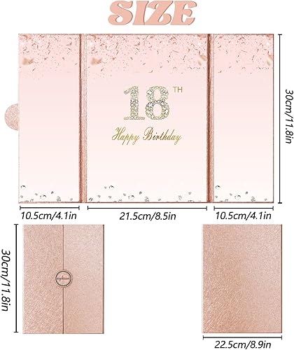 Miniatura 2 de Crenics Decoraciones de oro rosa para cumpleaños número 18, alternativa creativa para libro de invitados de cumpleaños 18, libro grande de 12 x 18