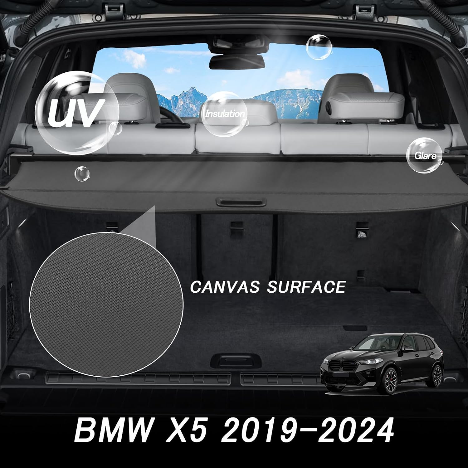 Sze Cargo Cover for 2019-2023 2024 BMW X5 Accessories Retractable Trunk Cover Black Rear Trunk Security Cover Shielding Shade Waterproof-New Upgrade