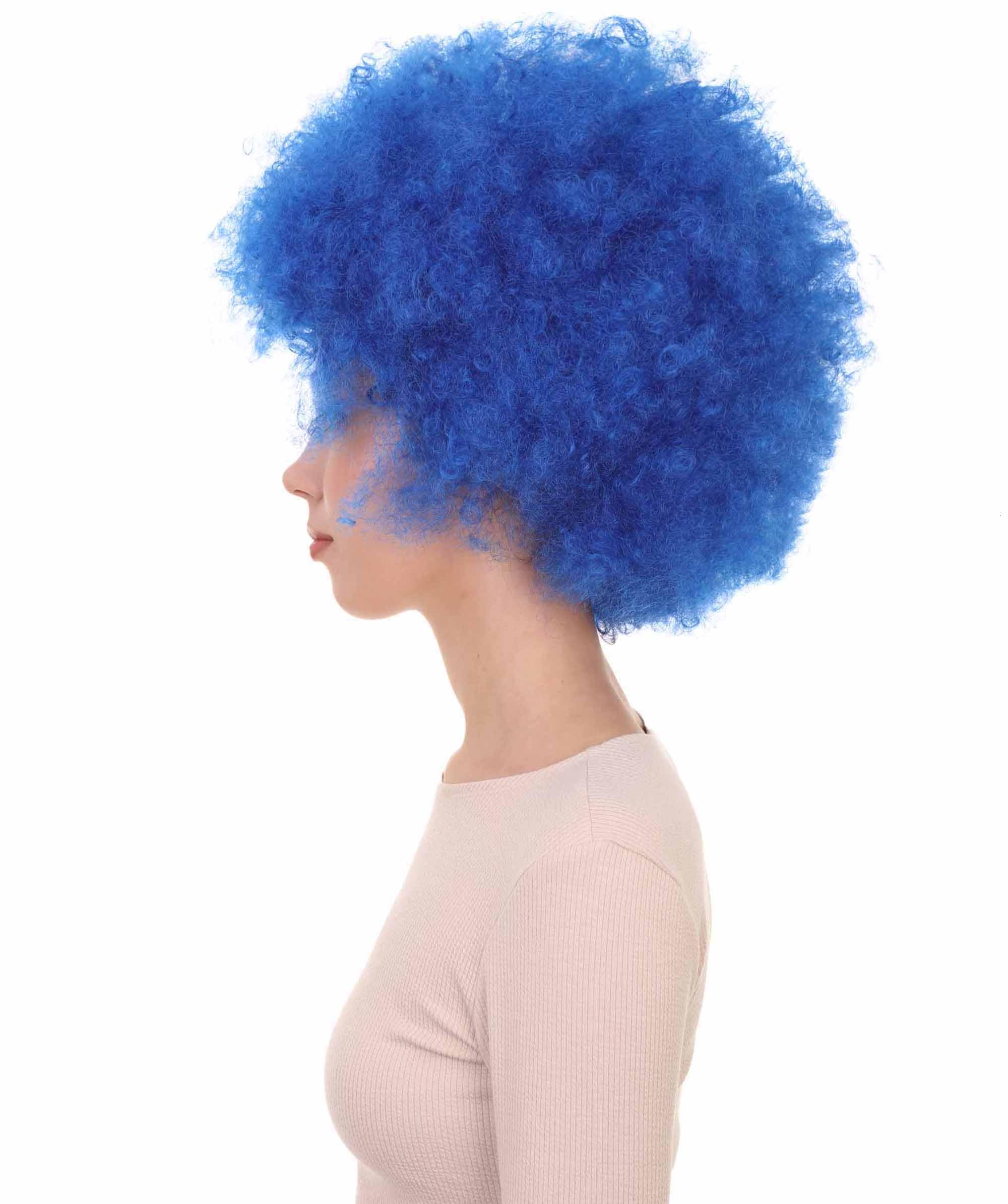 HPO Unisex Blue Afro Clown Jumbo Curly Halloween Wig, Medium - Image 2
