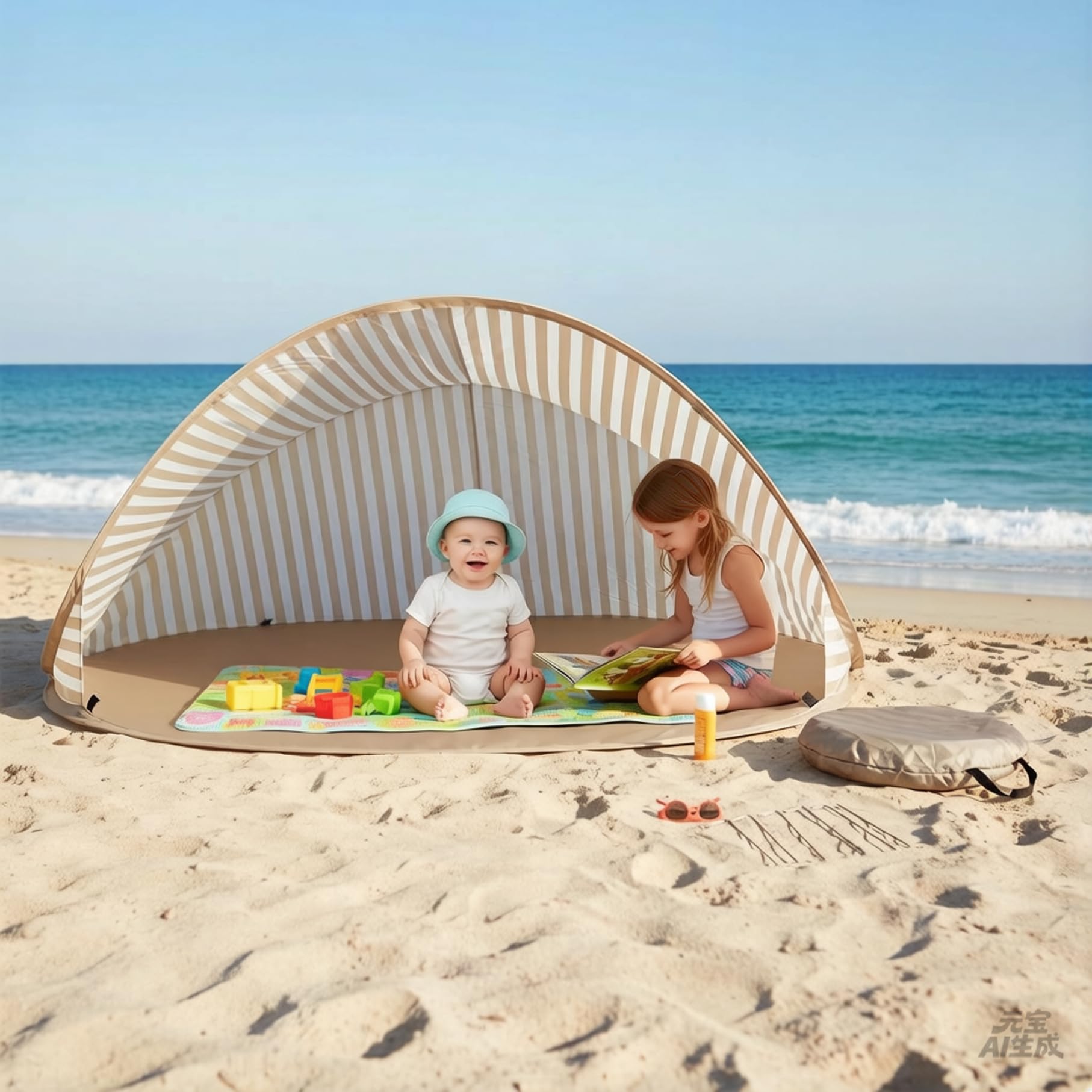 Tenda da spiaggia per bambini, Tenda da sole con protezione solare UPF 50+, da spiaggia per bambini istantanea per campeggio all'aperto, Parco e sabbia, Decorazioni della casa