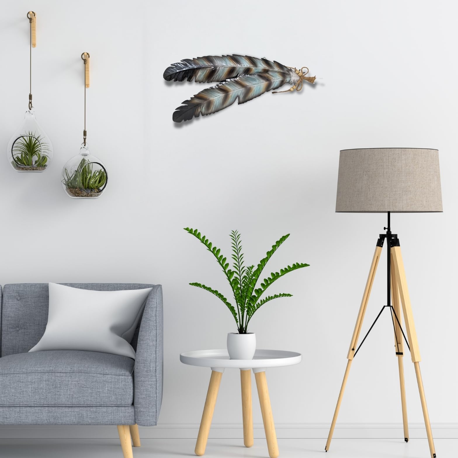 Rustic Metal Feathers Wall Art - 12x20 Inches, Southwest Boho Decor For Living Room, Bedroom, Office 3 thumbnail image