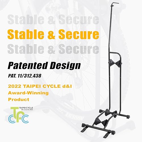 Miniatura 3 de CyclingDeal Soporte vertical para bicicleta  Estante de estacionamiento de piso ajustable vertical y horizontal de alta calidad para bicicletas