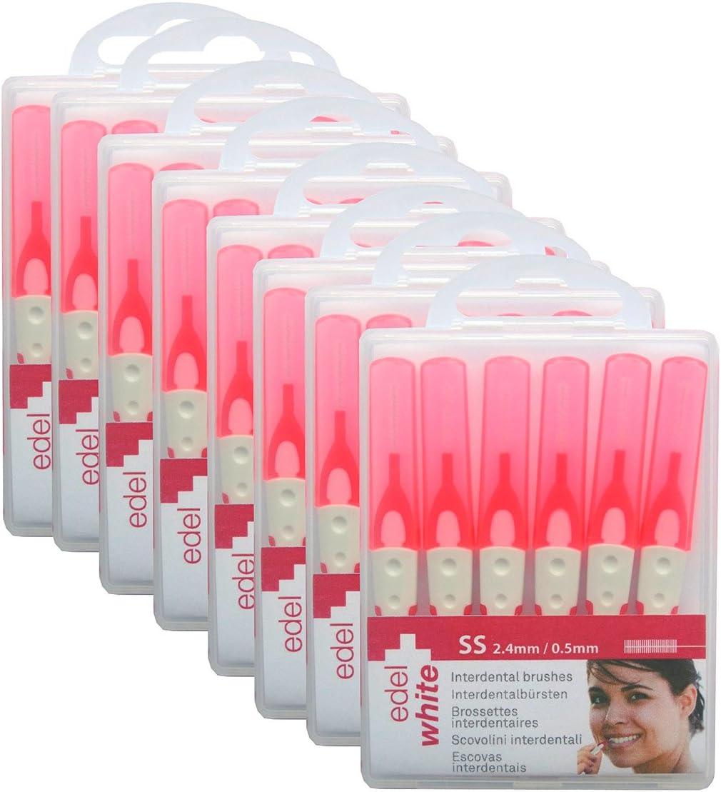 edel+white Edel + White SS® 48 Interdental Brushes 0.5 mm Red – Pack of 8 x 6