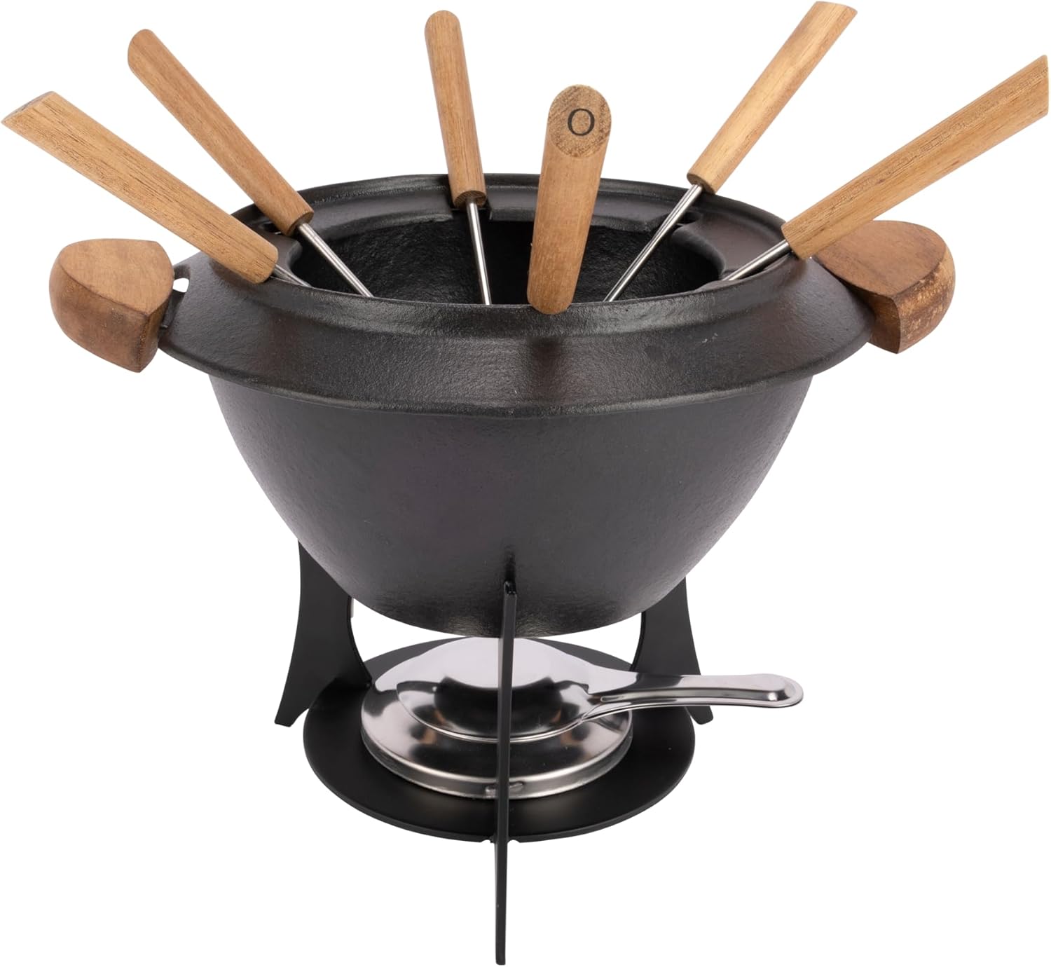 Cosy & Trendy Cast Iron Fondue Set + 6 Forks, Black, D23 cm