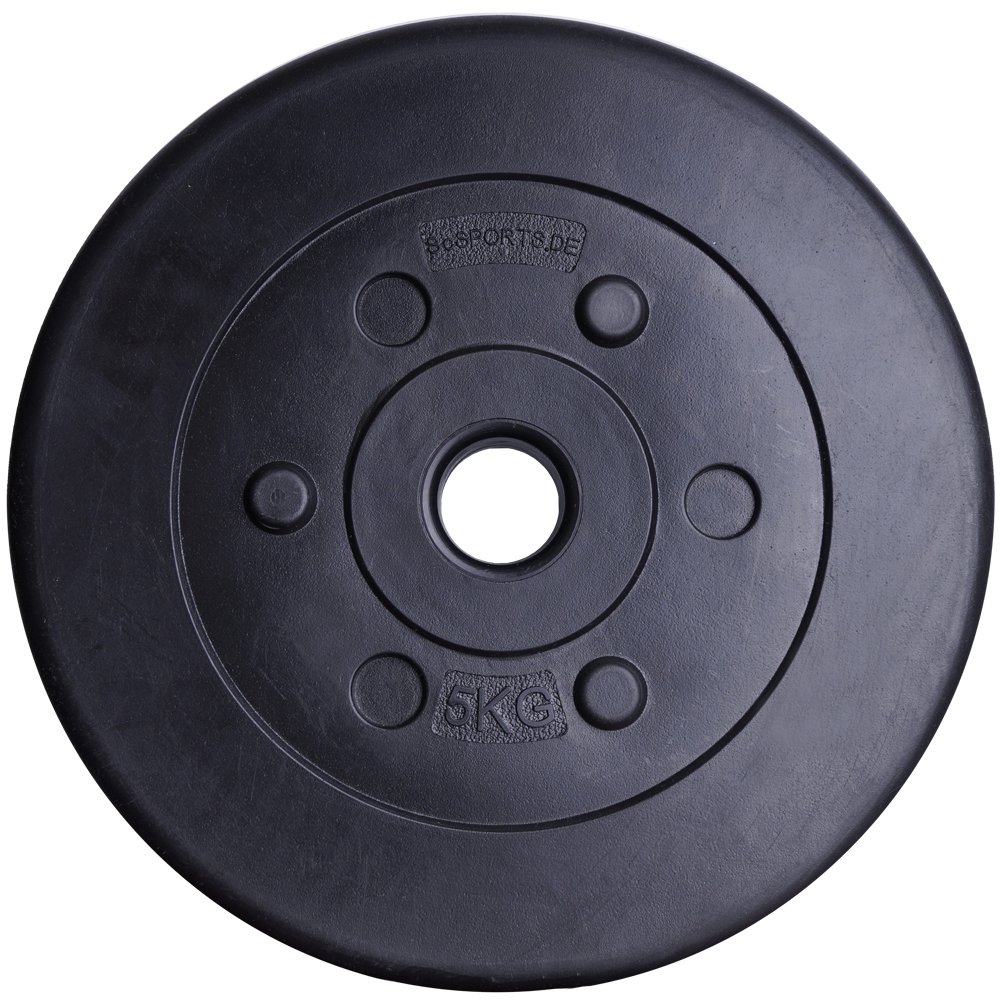 ScSPORTS Lot de disques d'haltères - 10/15/20/30/40 kg - Alésage 30/31 mm - En plastique - Noir - Lot de disques de poids, disques d'haltères, disques de fitness, poids pour haltères