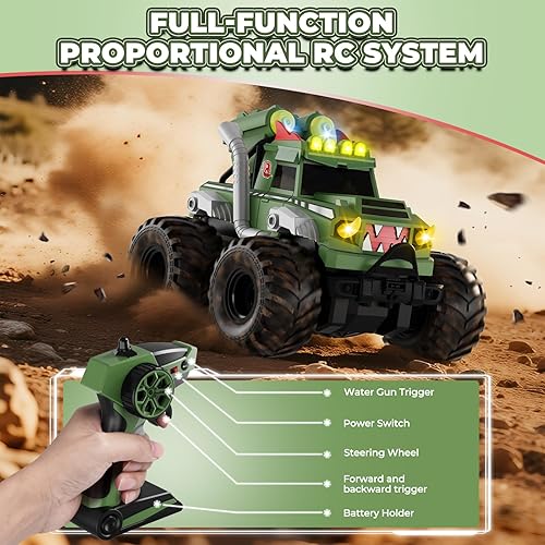 Miniatura 7 de Auto a control remoto, camión monstruo impermeable, autos RC para niños, 118, anfibio 4WD todo terreno, camiones de juguete, regalo de cumpleaños de
